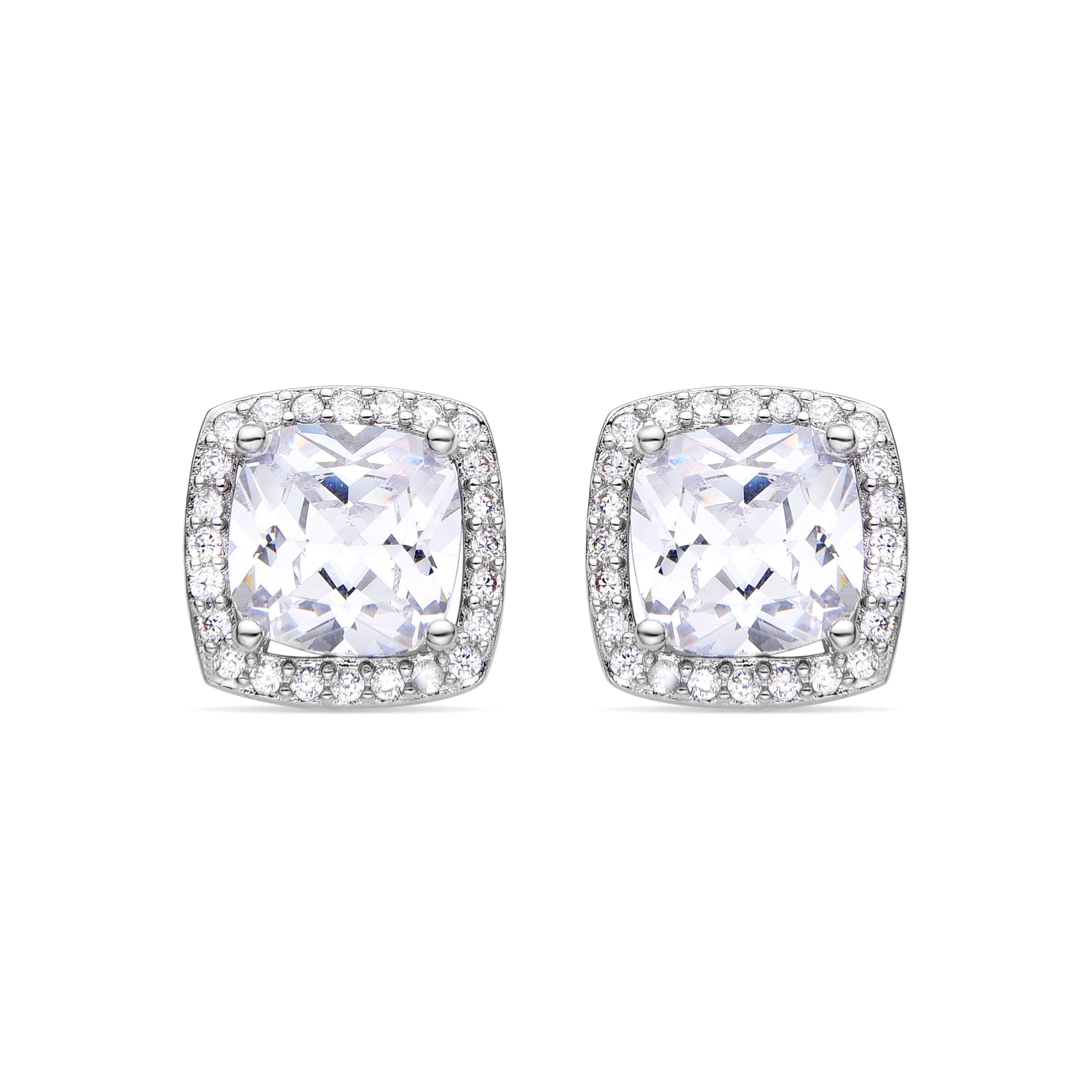 Boucles d'oreilles en zircon brillant finition rhodium - Derlim