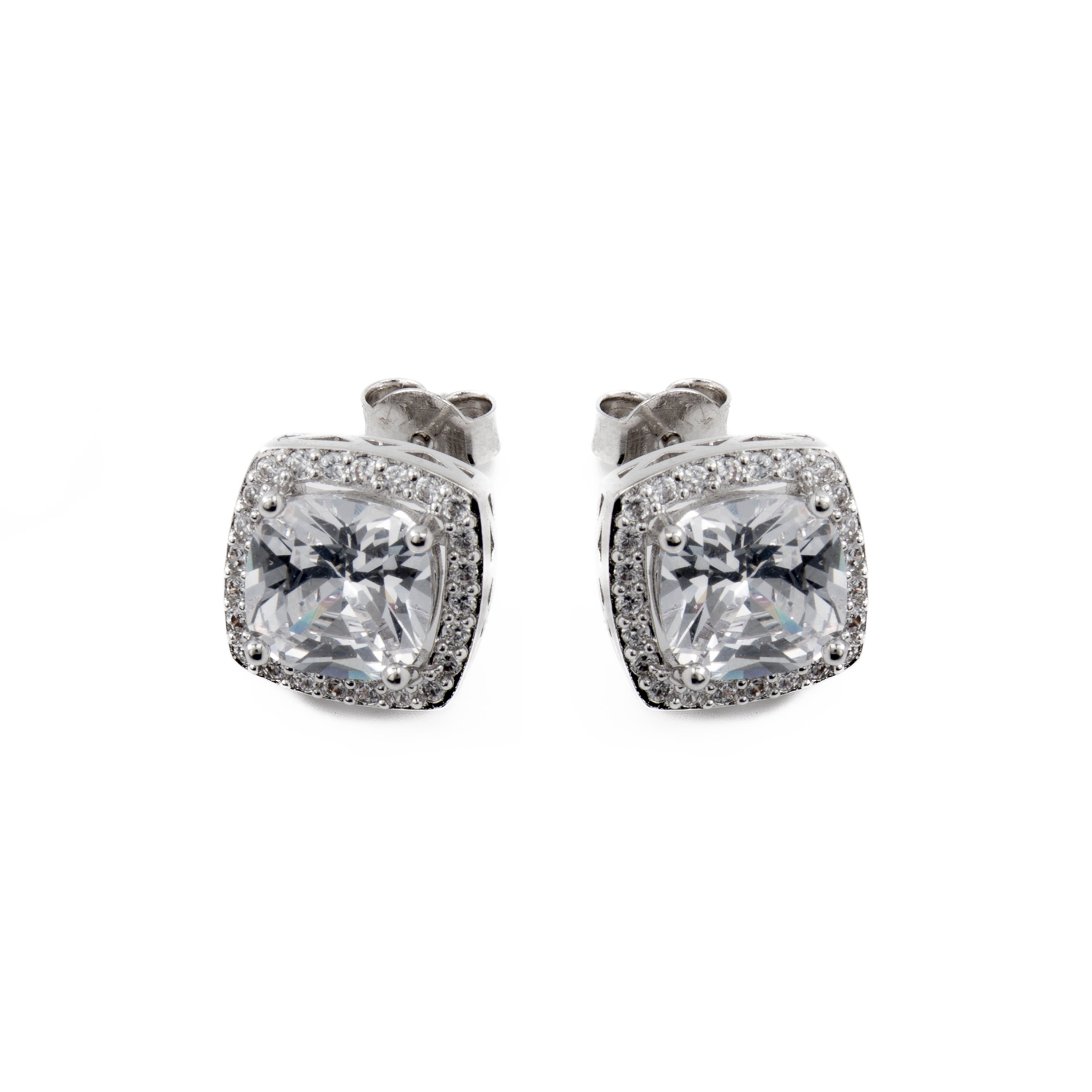 Boucles d'oreilles en zircon brillant finition rhodium - Derlim