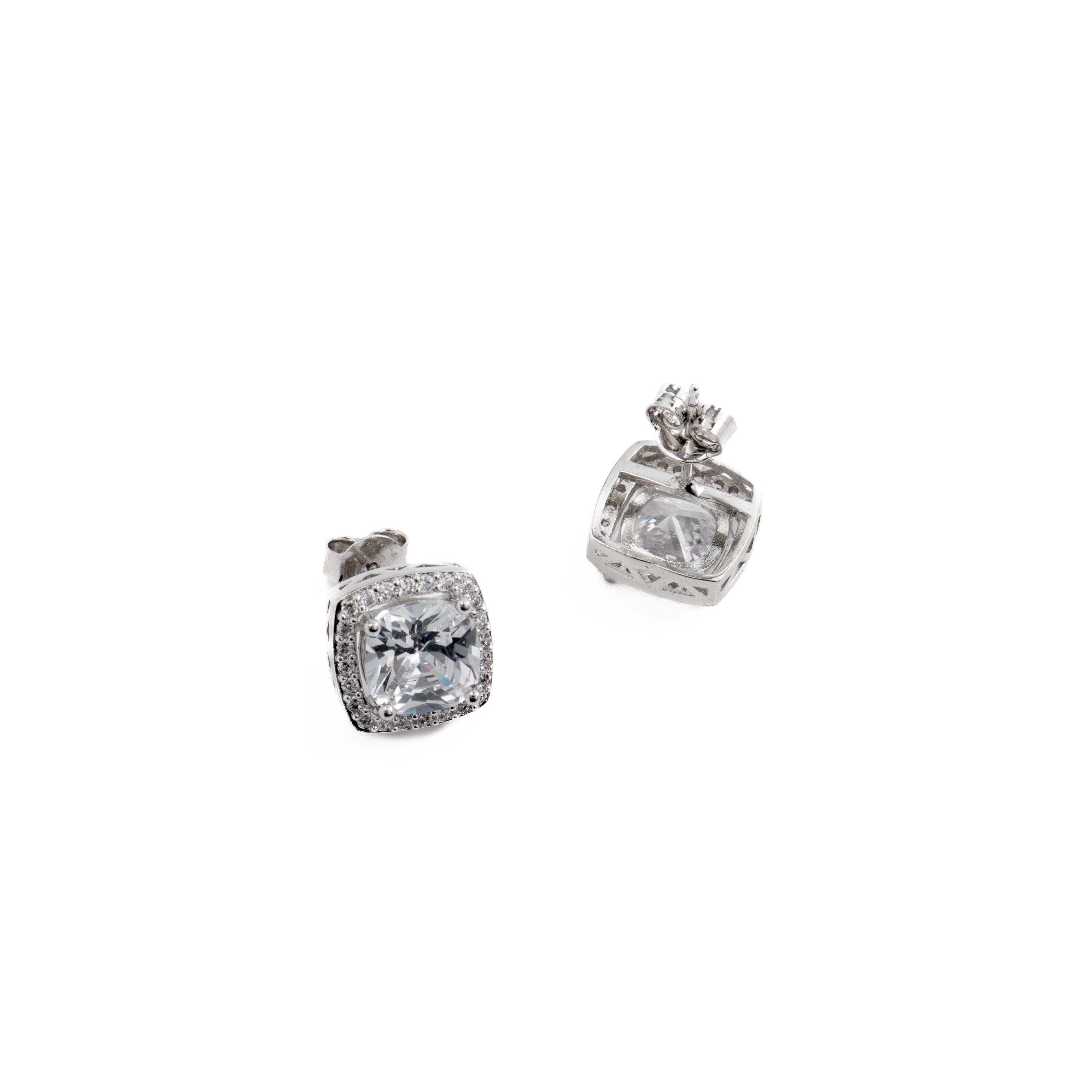 Boucles d'oreilles en zircon brillant finition rhodium - Derlim