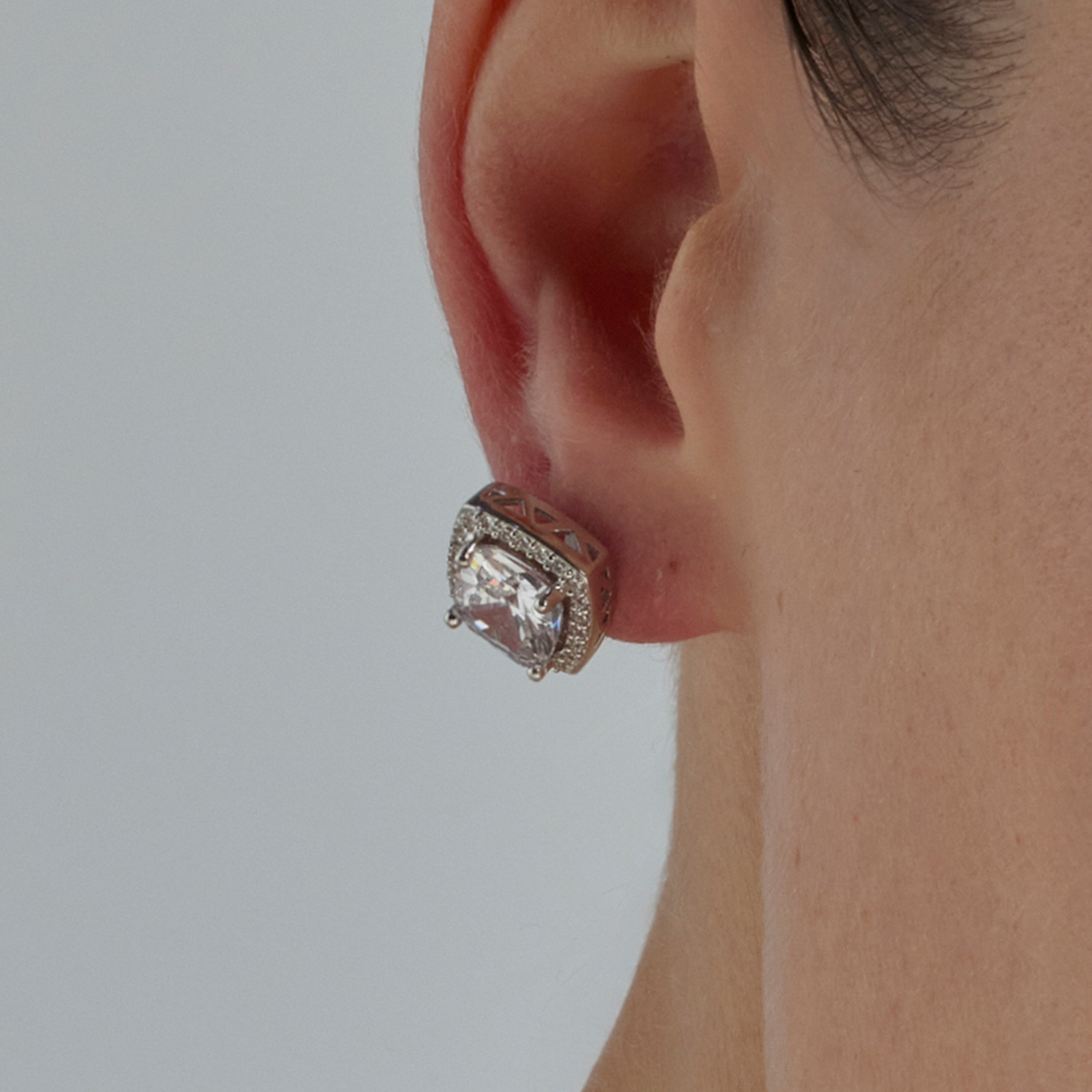 Boucles d'oreilles en zircon brillant finition rhodium - Derlim