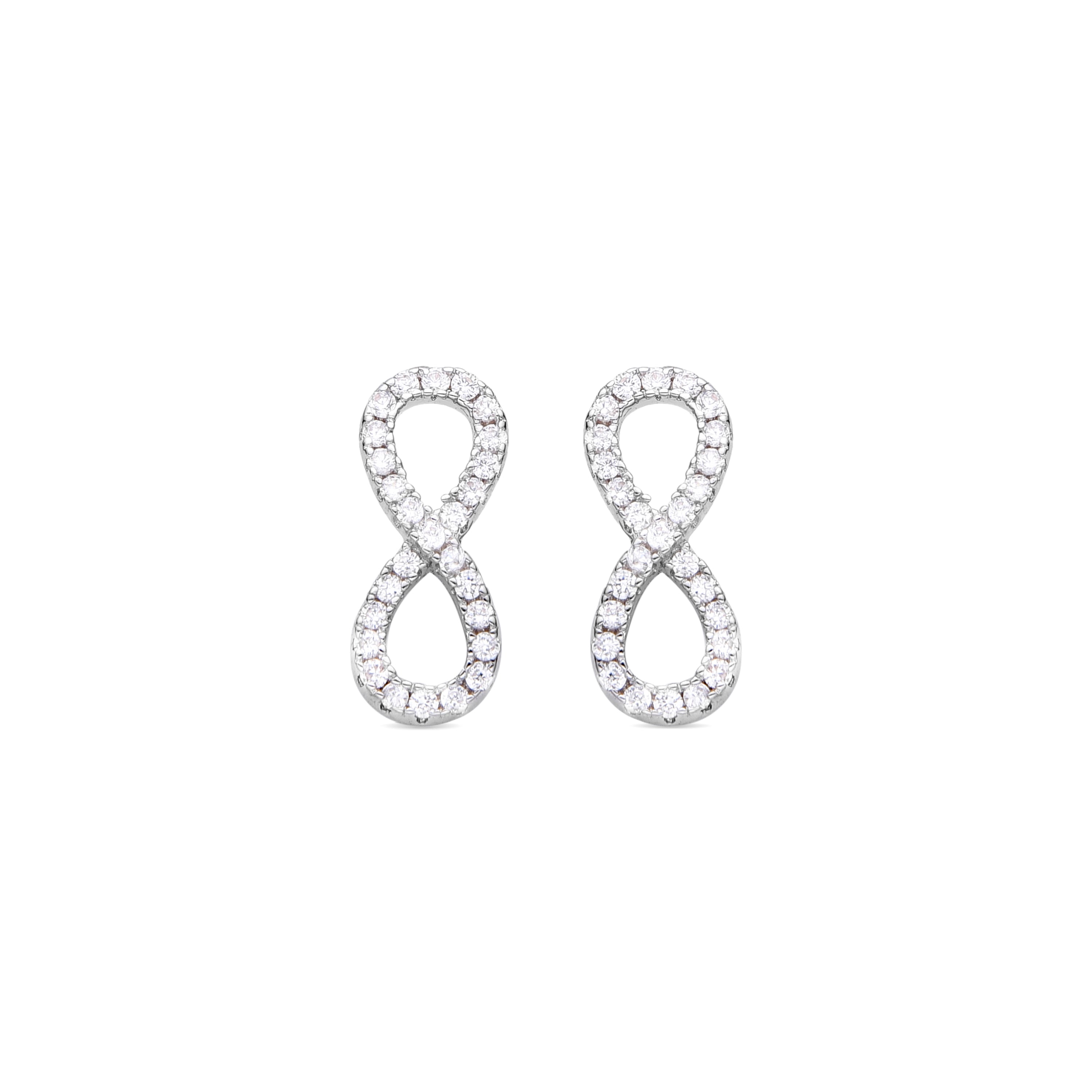 Brilliant Zirconia Earrings finished in rhodium - Infinity