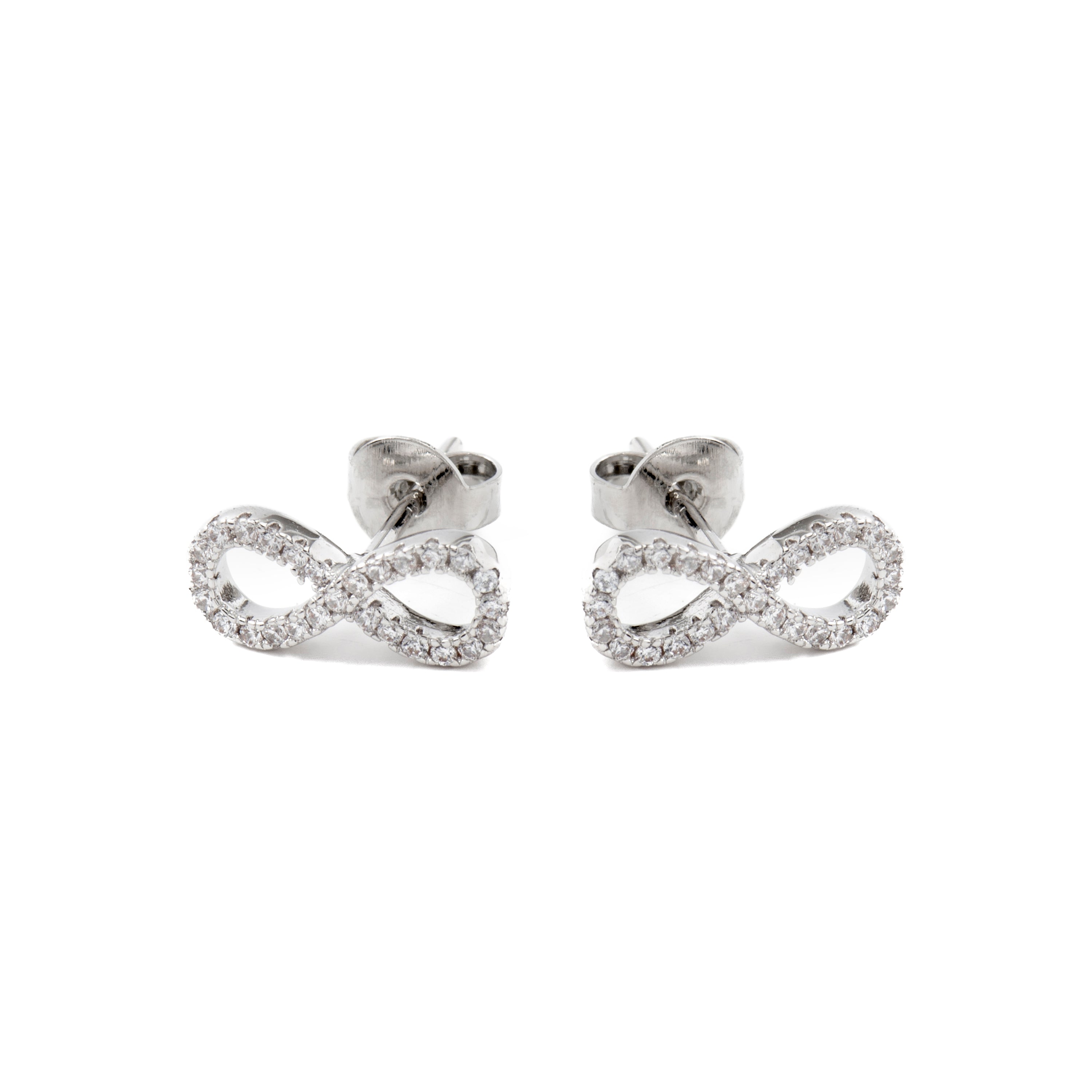 Brilliant Zirconia Earrings finished in rhodium - Infinity