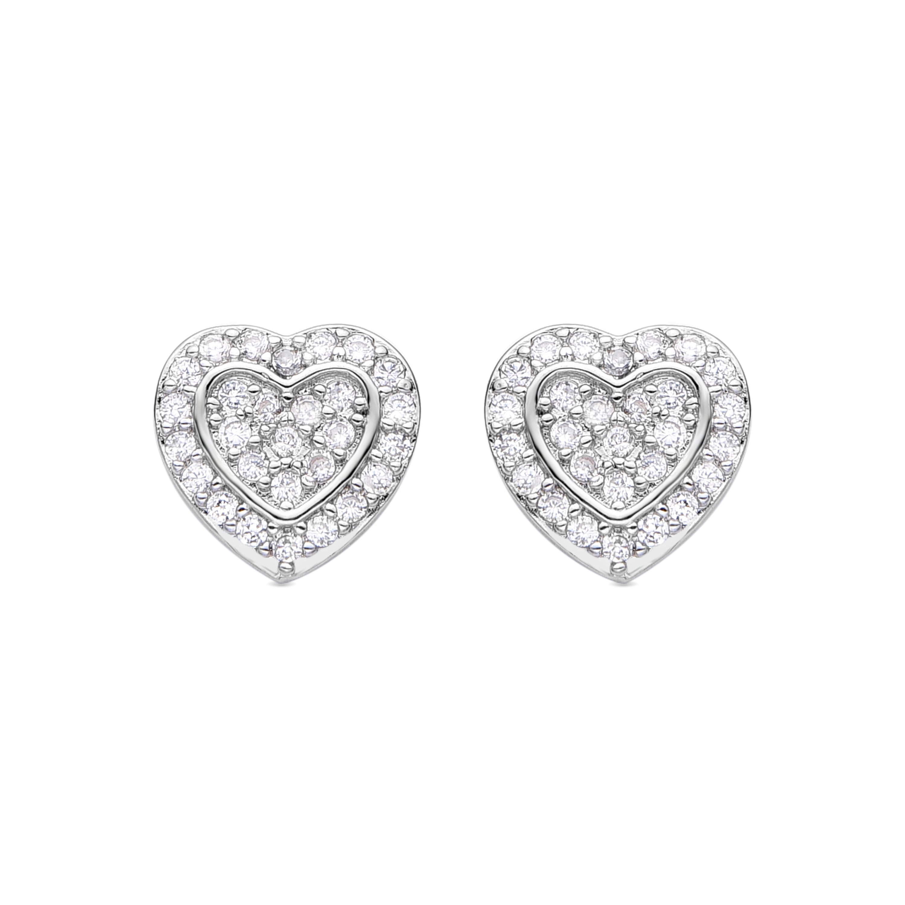 Boucles d'oreilles en zircon brillant finition rhodium - Manye