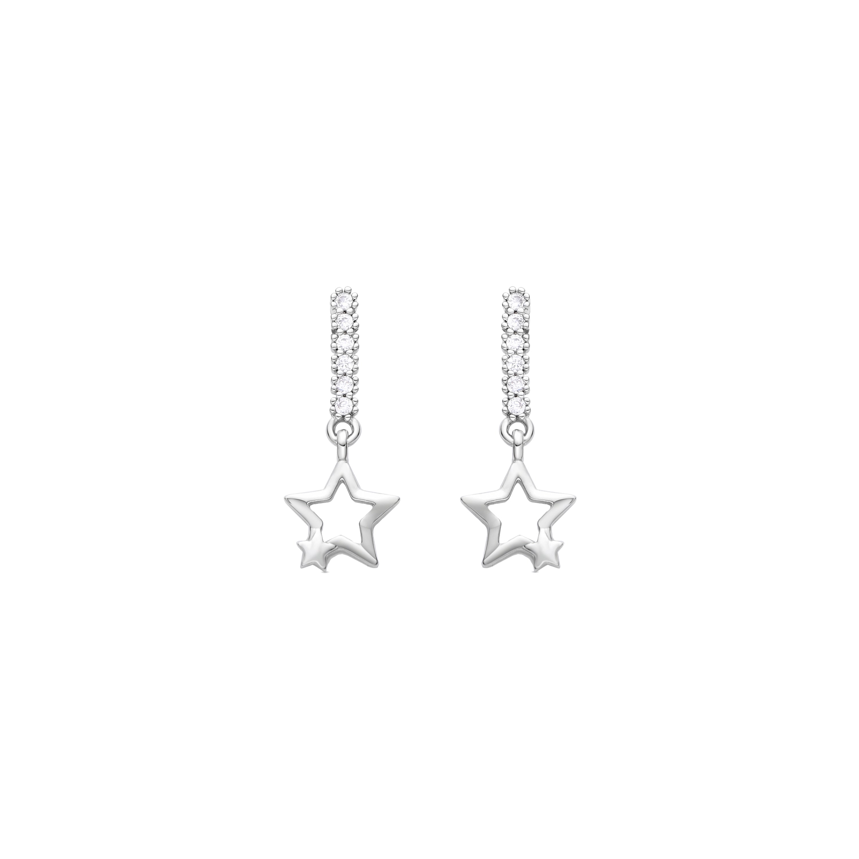Boucles d'oreilles en zircon brillant finition rhodium - Yasio