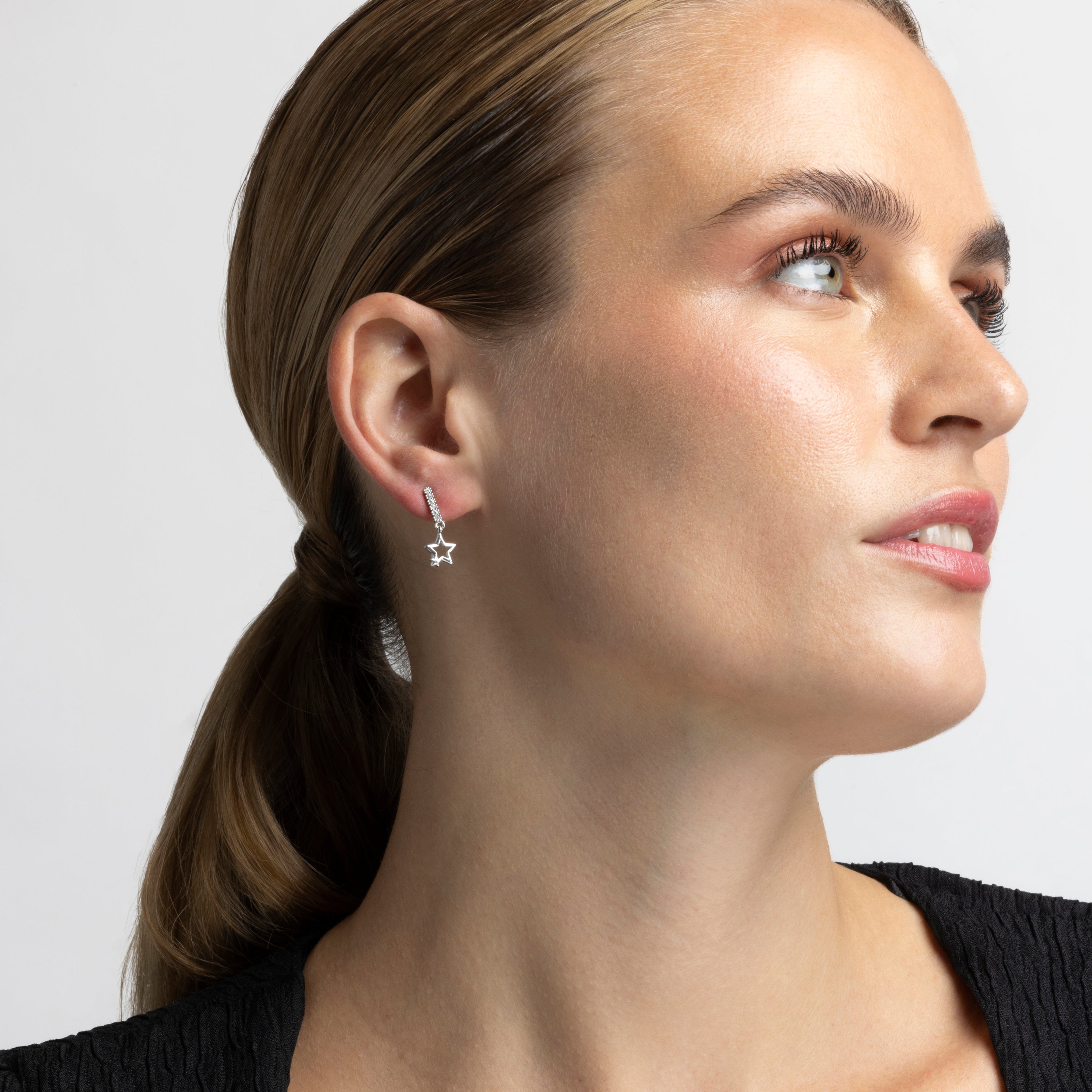 Boucles d'oreilles en zircon brillant finition rhodium - Yasio