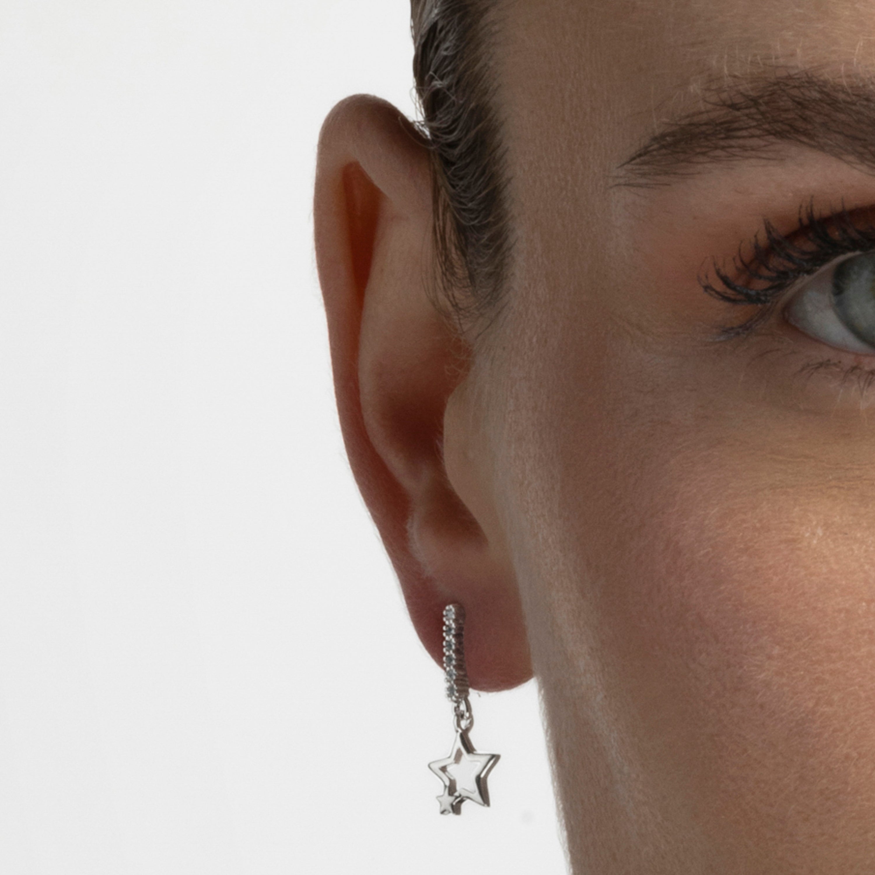 Boucles d'oreilles en zircon brillant finition rhodium - Yasio
