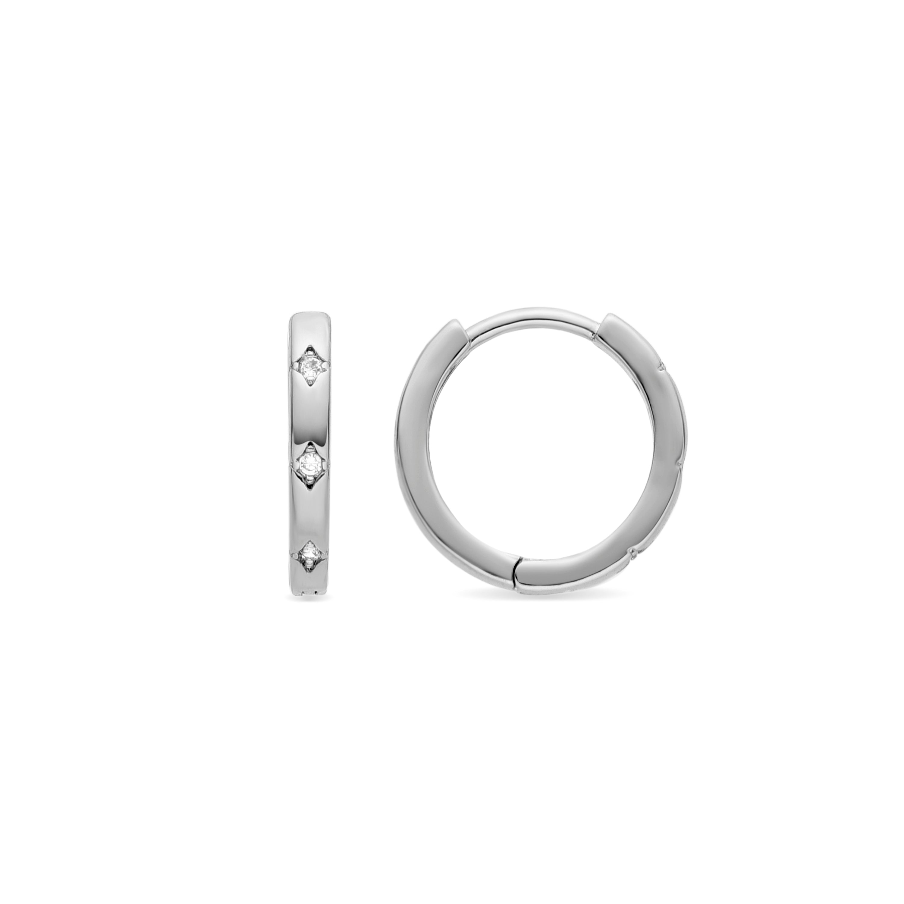 Boucles d'oreilles avec zircon brillant finition argent - Unya