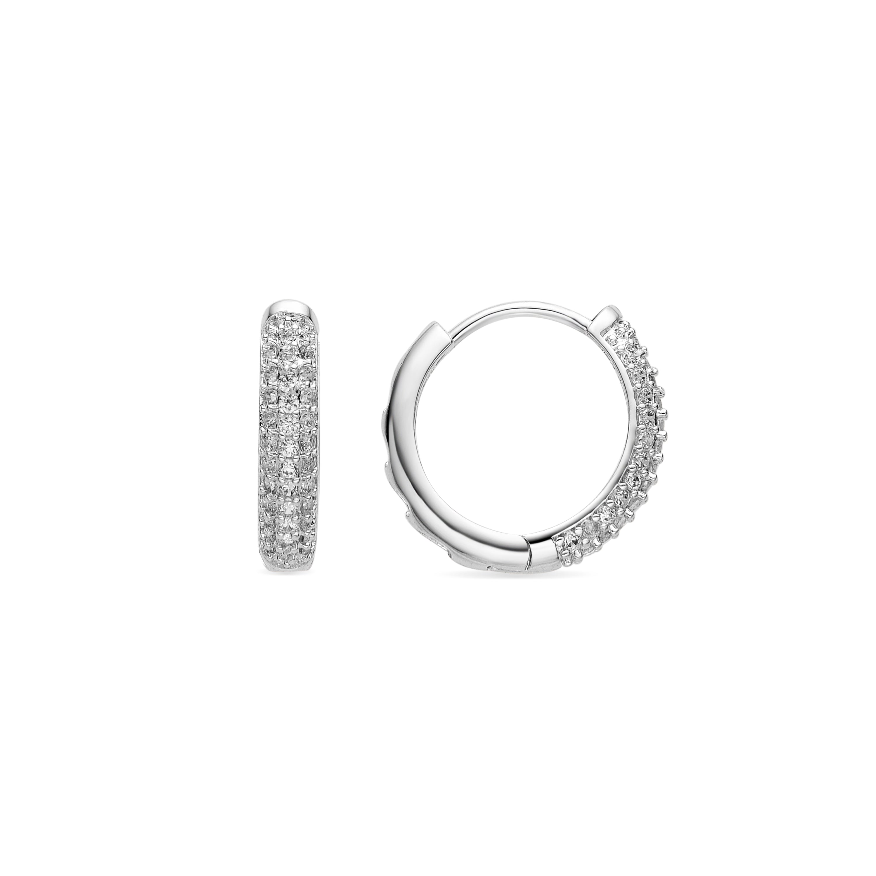 Pendientes de 13mm de diámetro con circonita acabado plata - Rymi