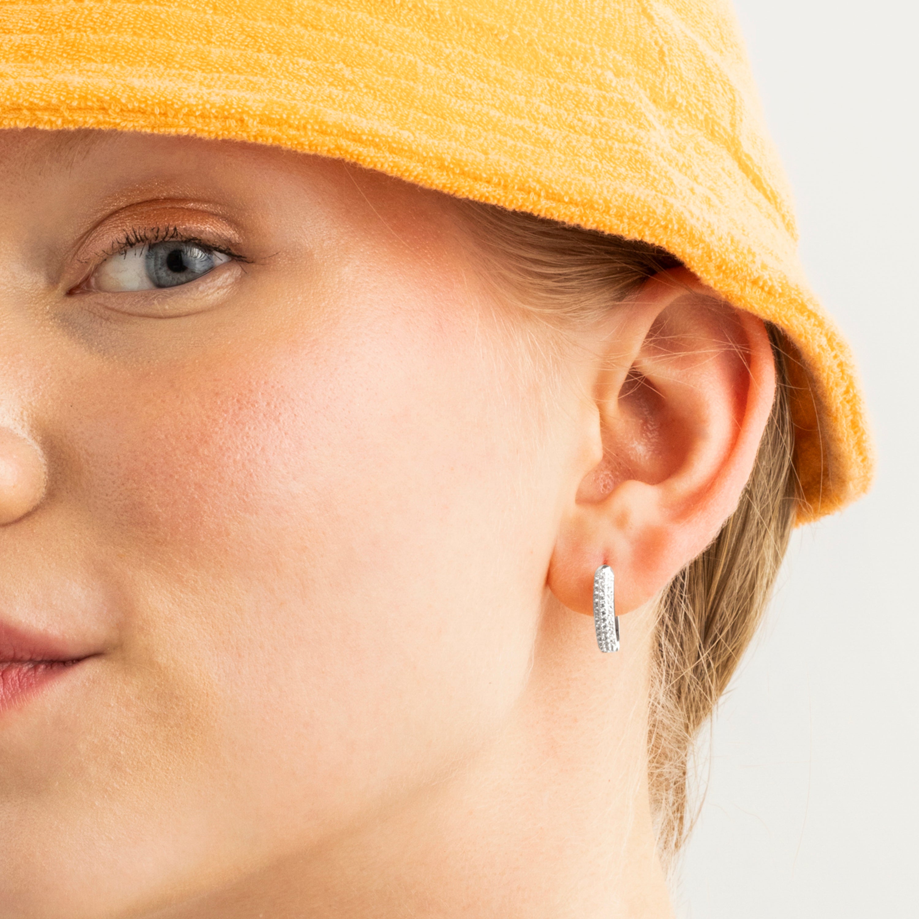 13mm diameter earrings with silver finish cubic zirconia - Rymi