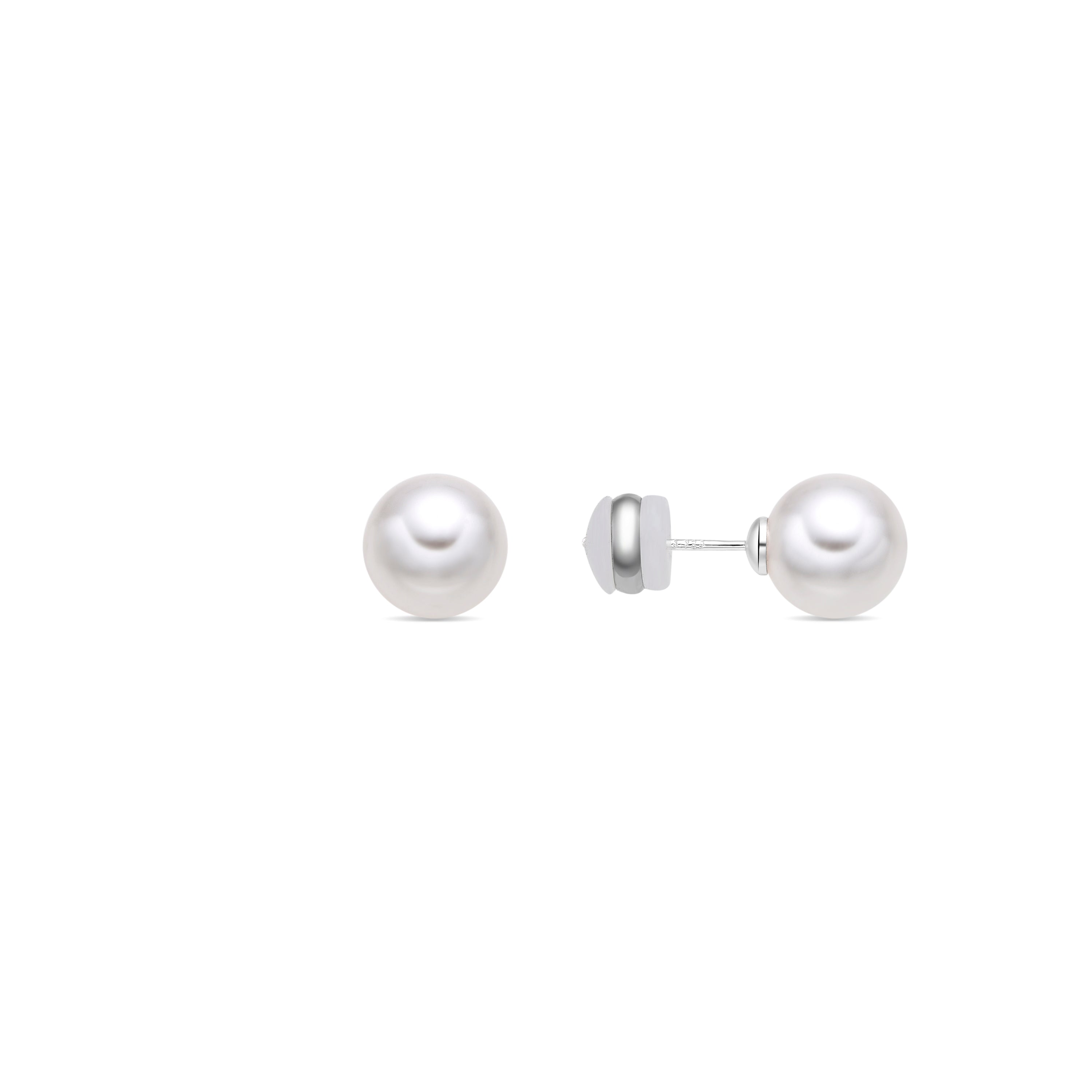 Pendientes con Perla Blanca acabado plata - Wasai