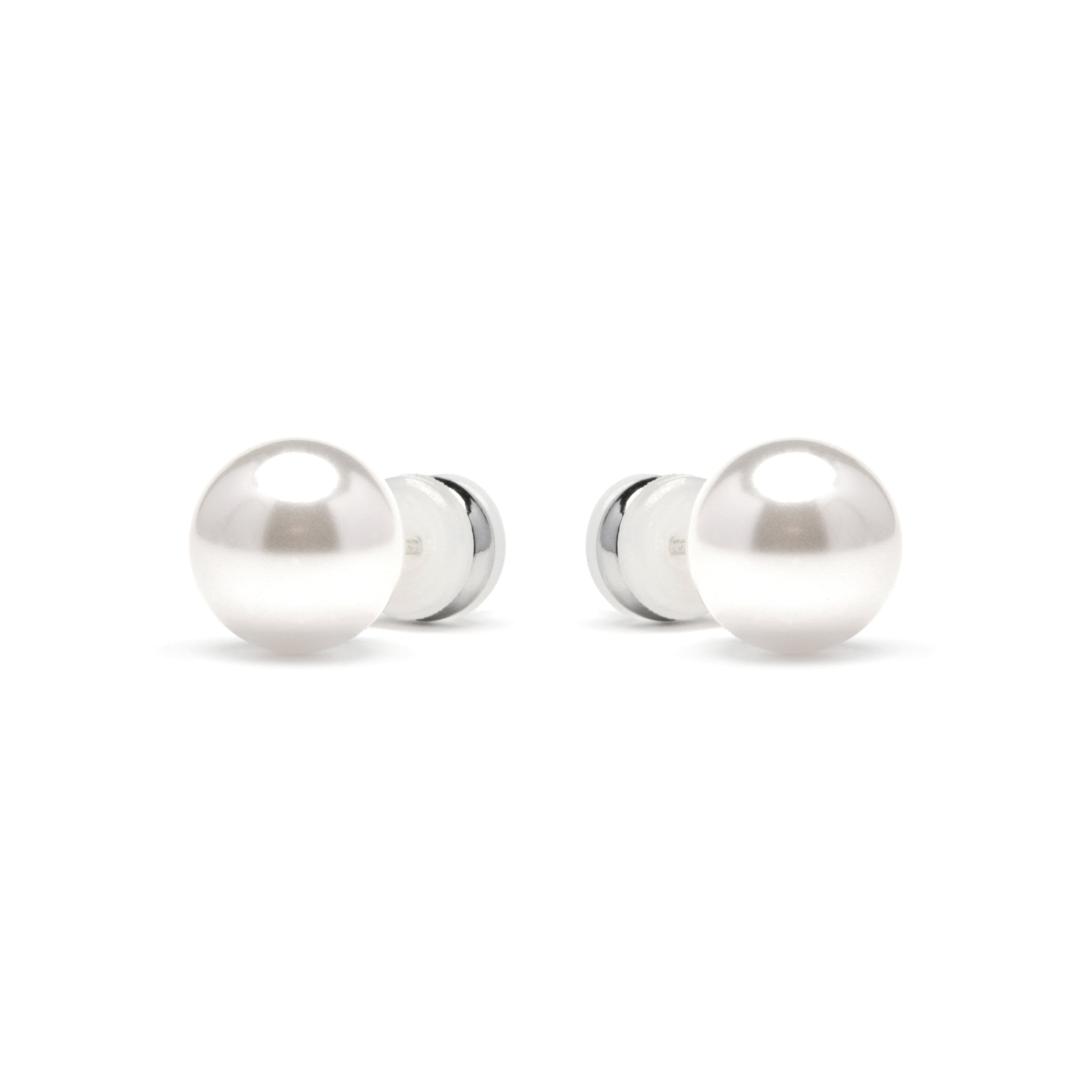 Pendientes con Perla Blanca acabado plata - Wasai