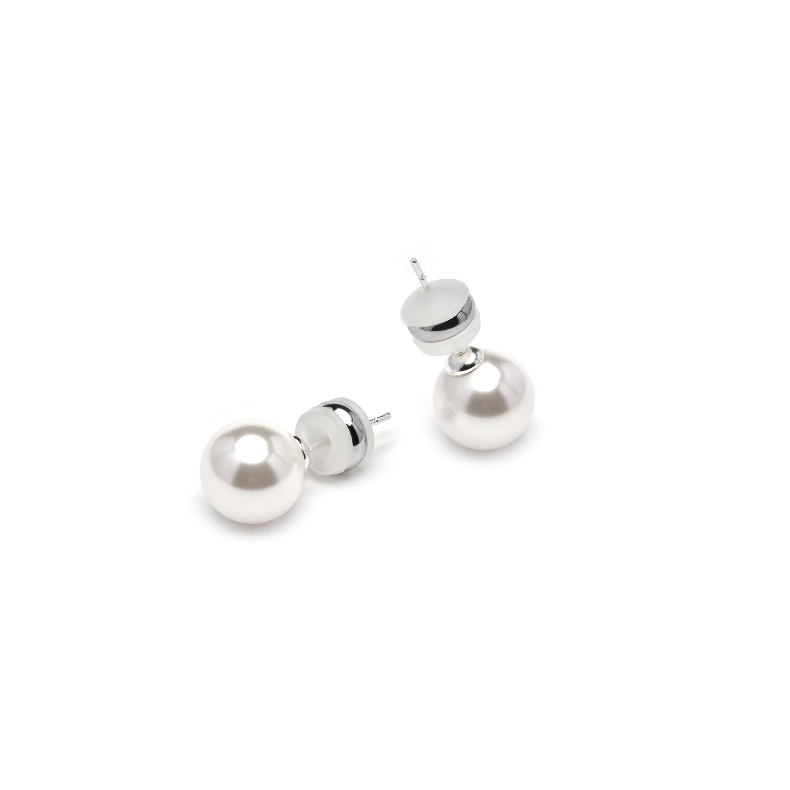 Pendientes con Perla Blanca acabado plata - Wasai