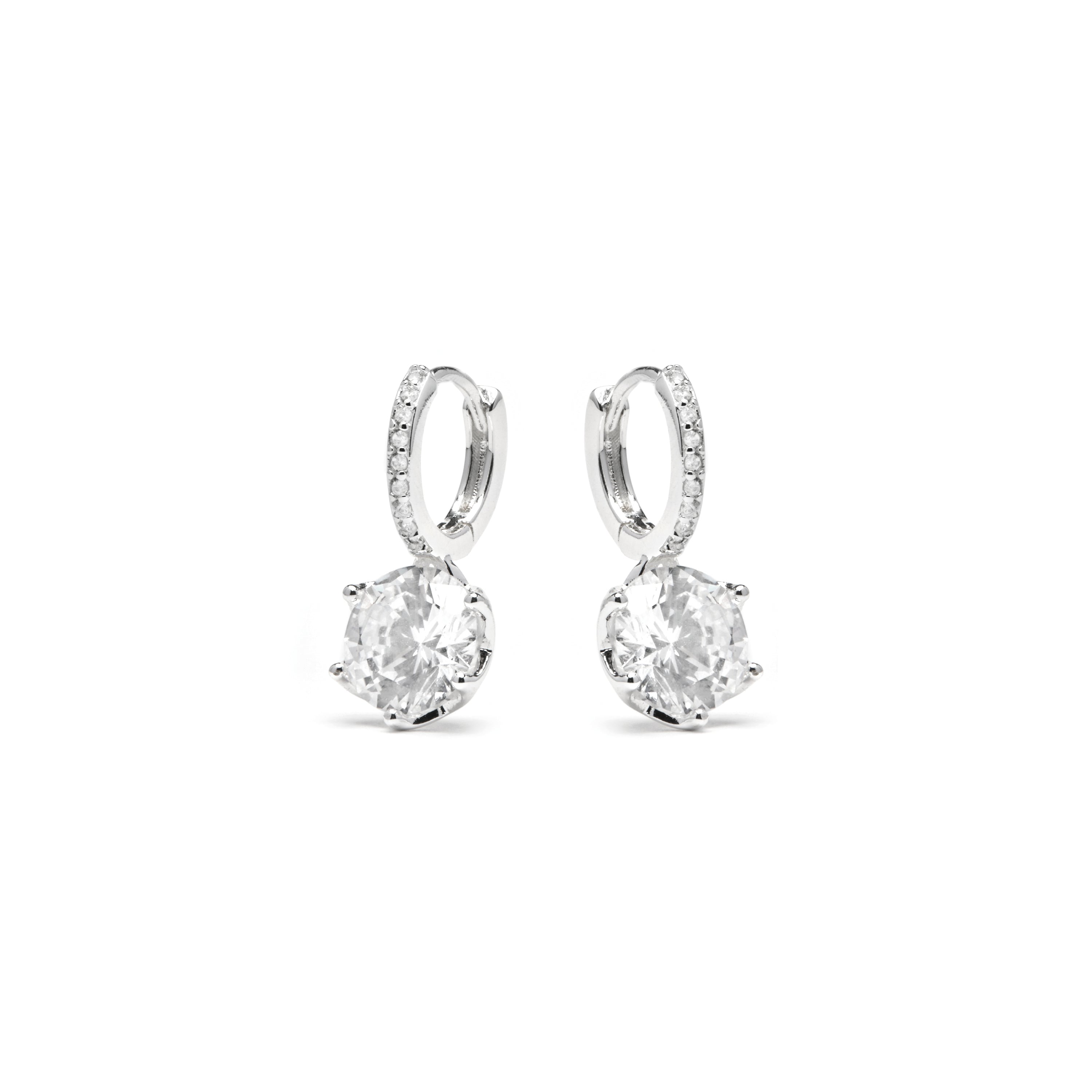 Ohrringe mit glänzenden Zirkonia, Silber-Finish - Musban
