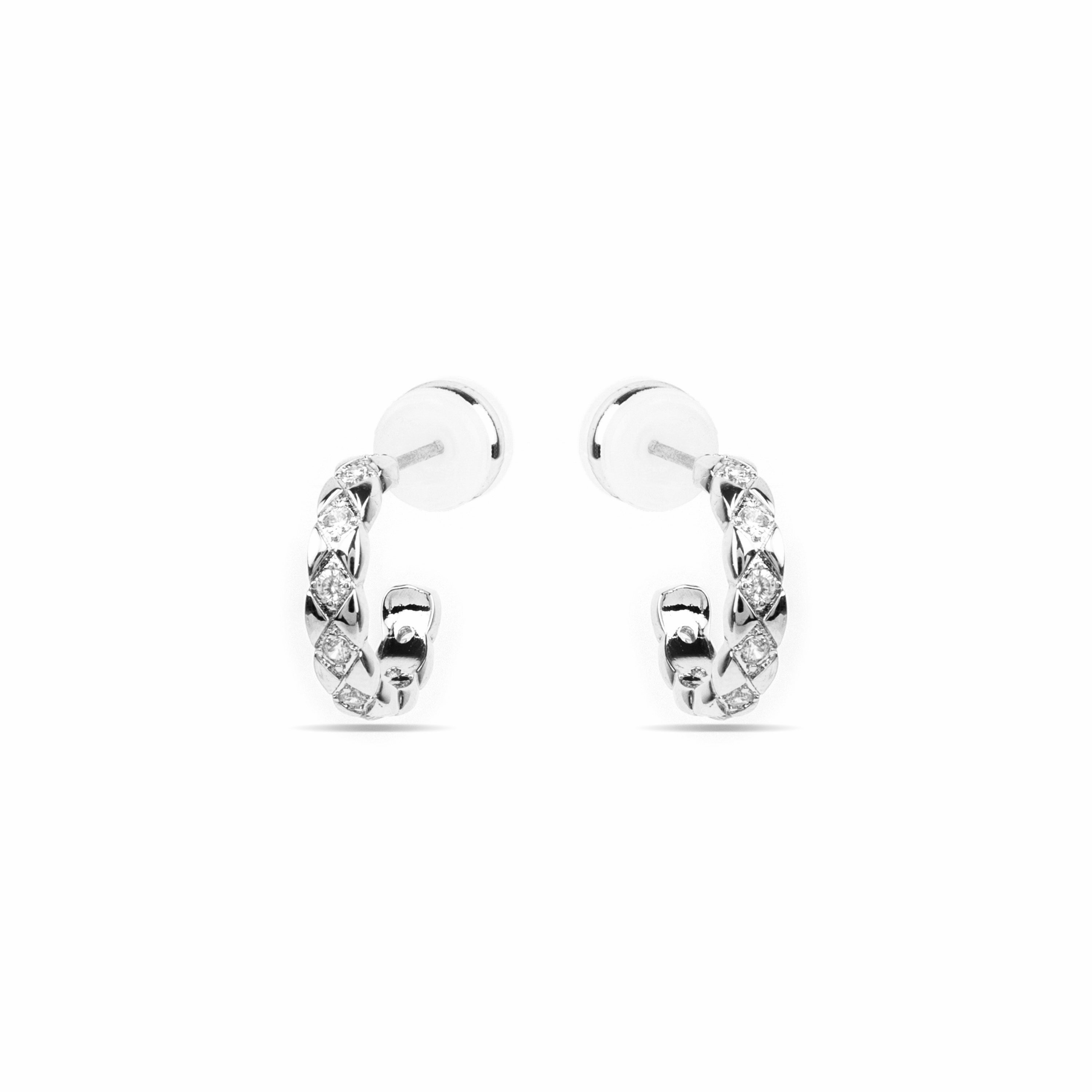 Boucles d'oreilles avec zircon brillant finition argent - Efla