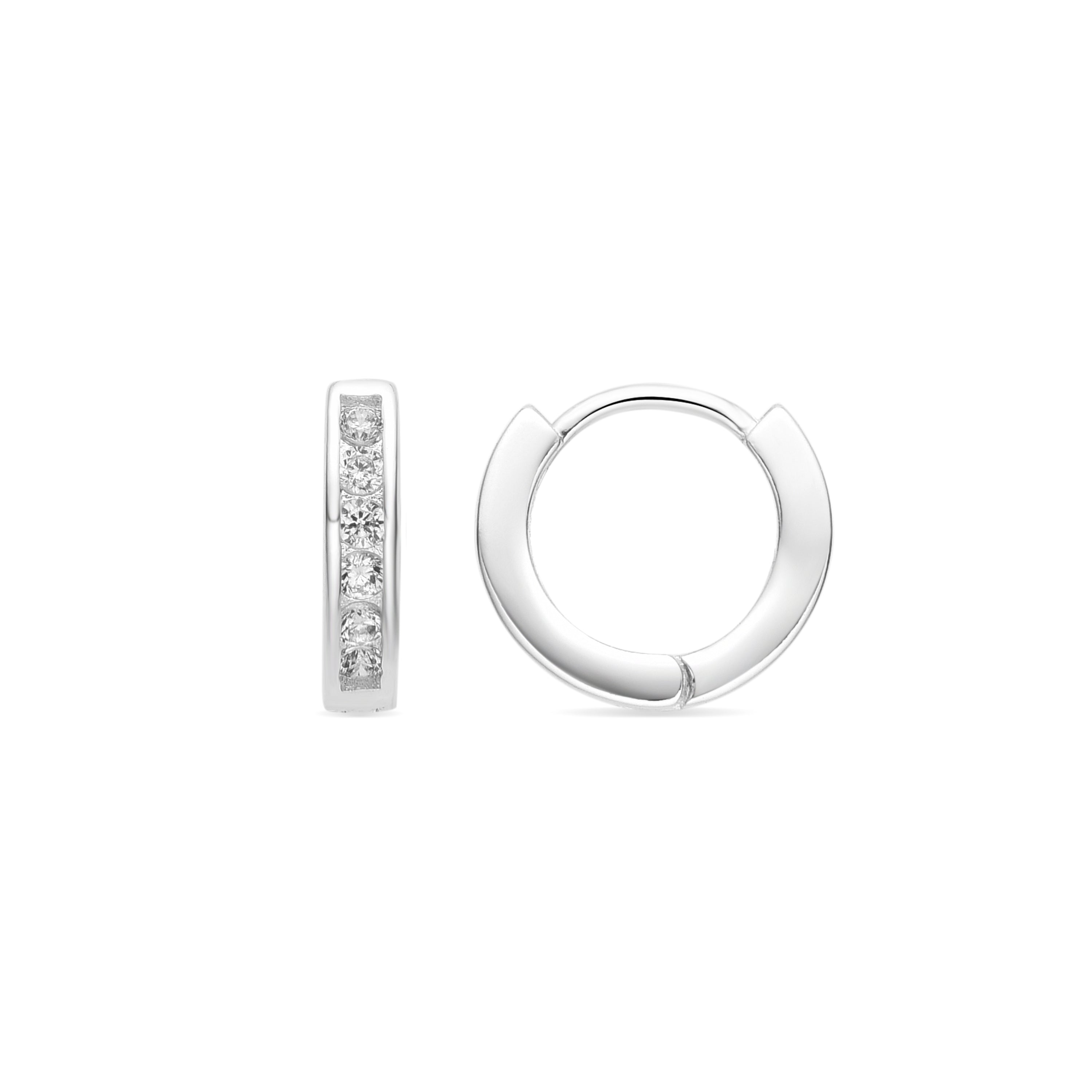 Boucles d'oreilles avec zircon brillant finition argent - Docri