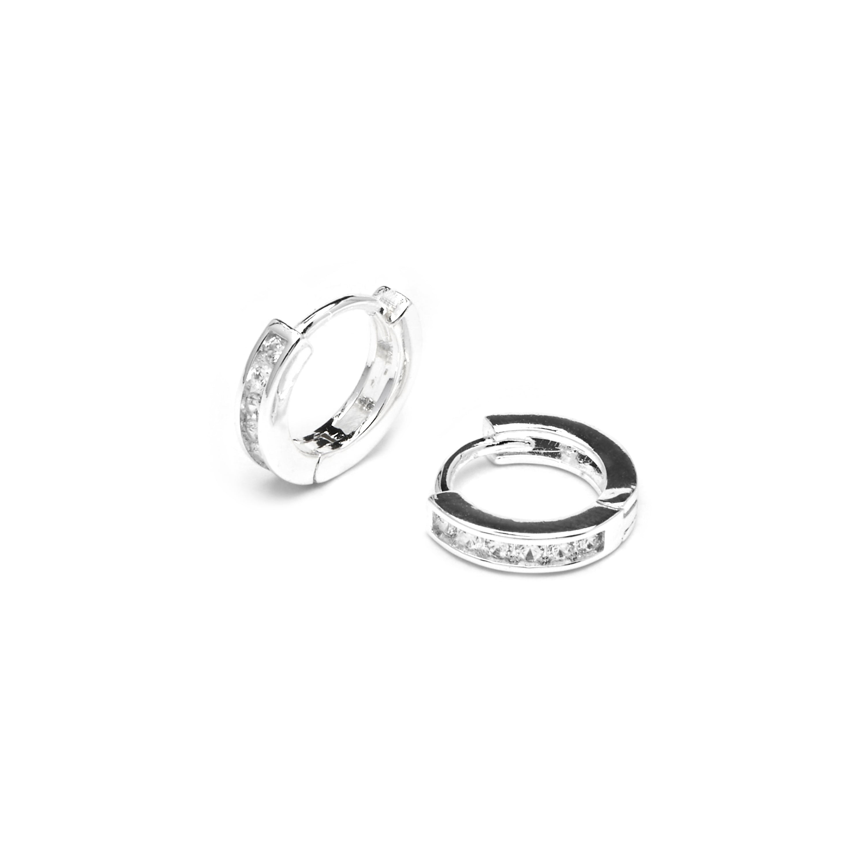 Boucles d'oreilles avec zircon brillant finition argent - Docri