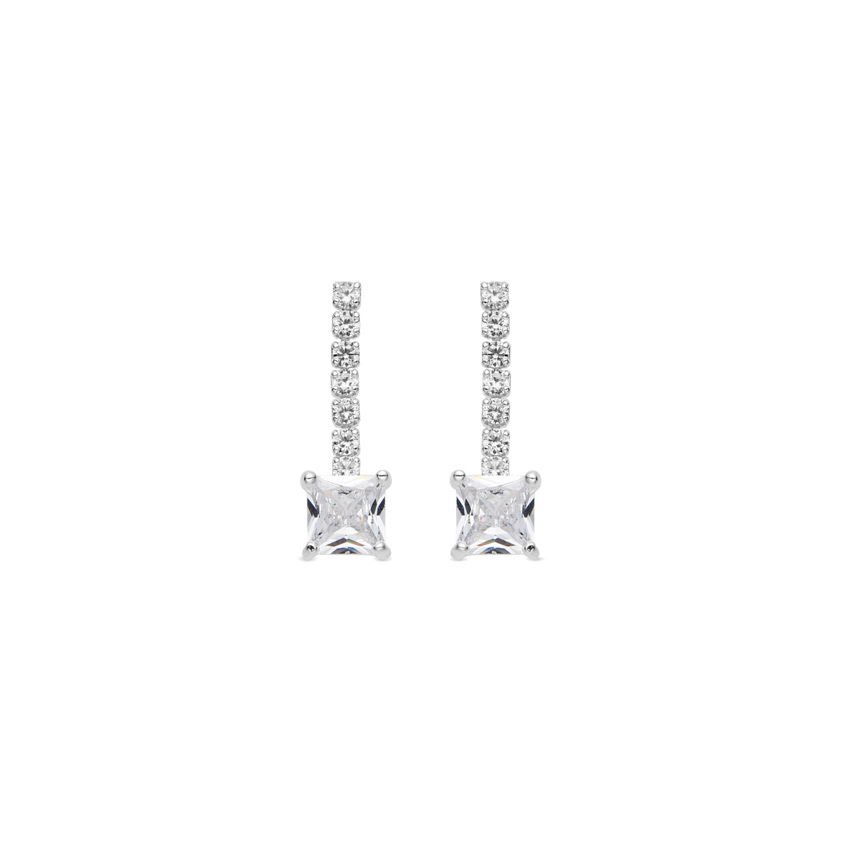 Pendientes con Circonita Brillante acabado plata - Leinor