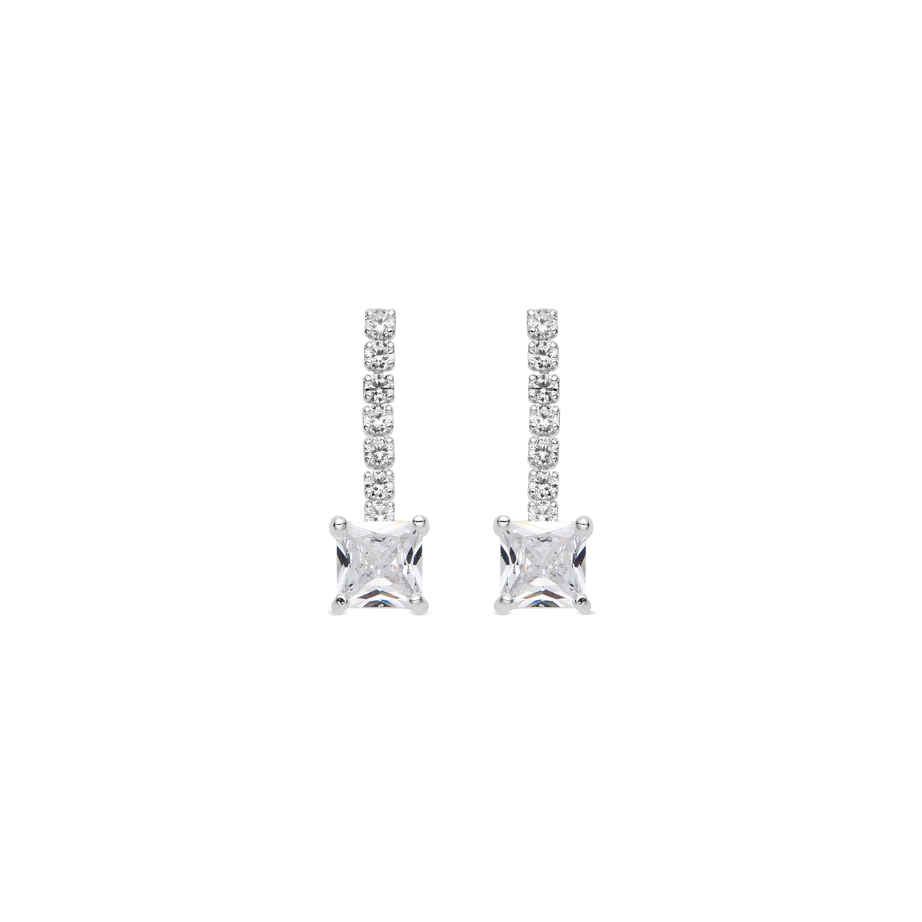 Boucles d'oreilles avec zircon brillant finition argent - Leinor