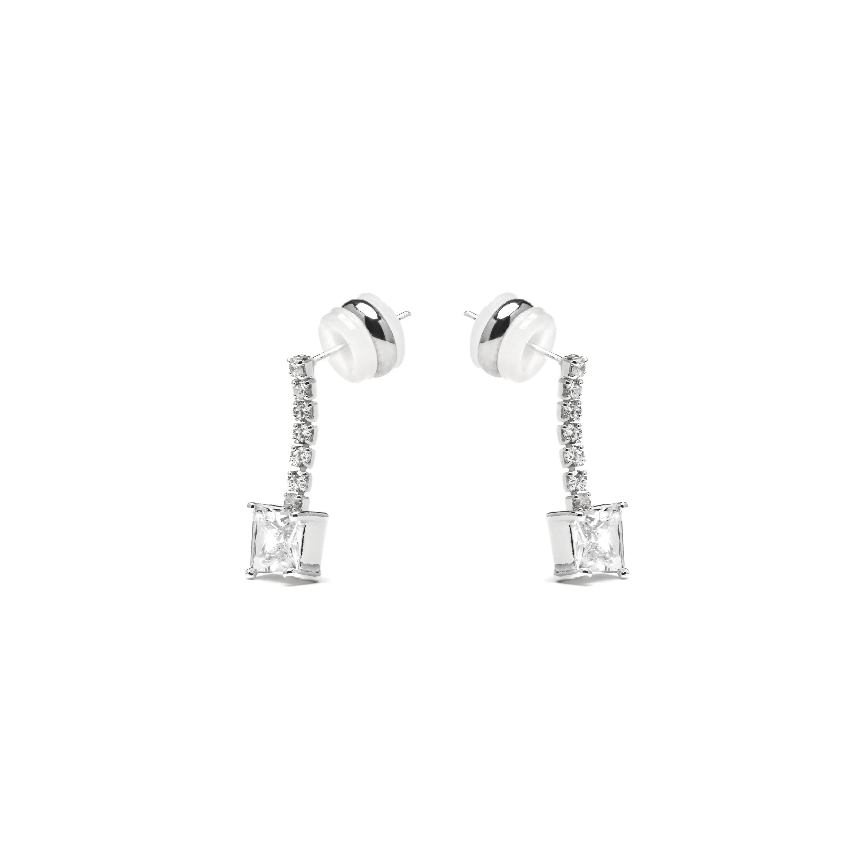 Boucles d'oreilles avec zircon brillant finition argent - Leinor