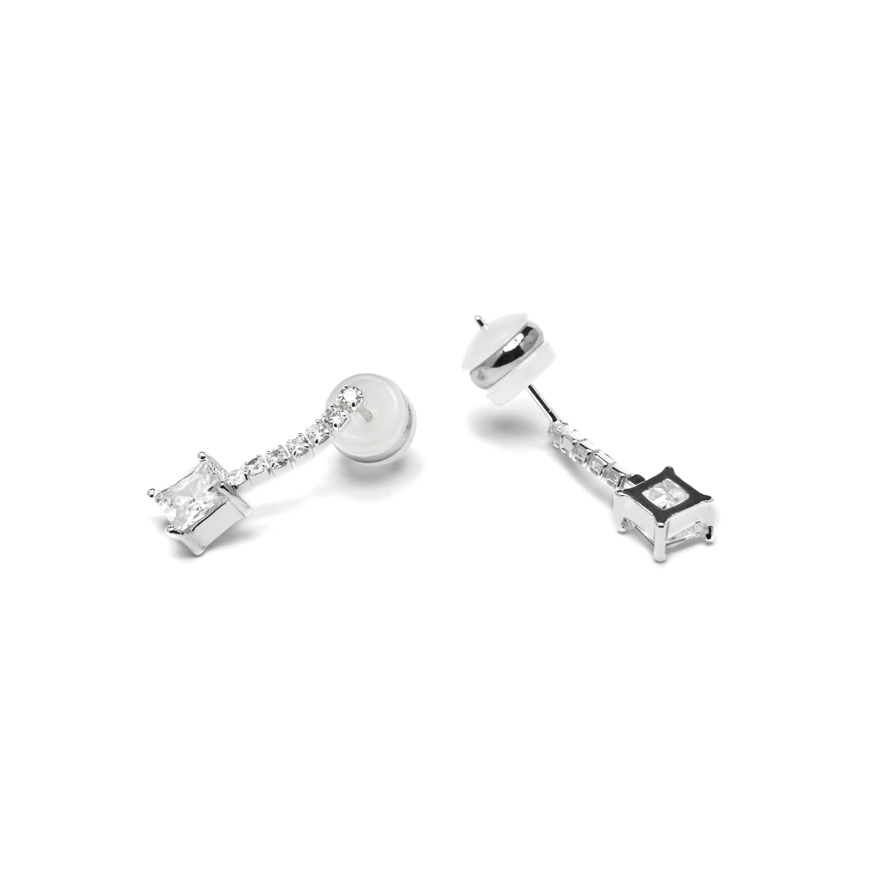 Boucles d'oreilles avec zircon brillant finition argent - Leinor