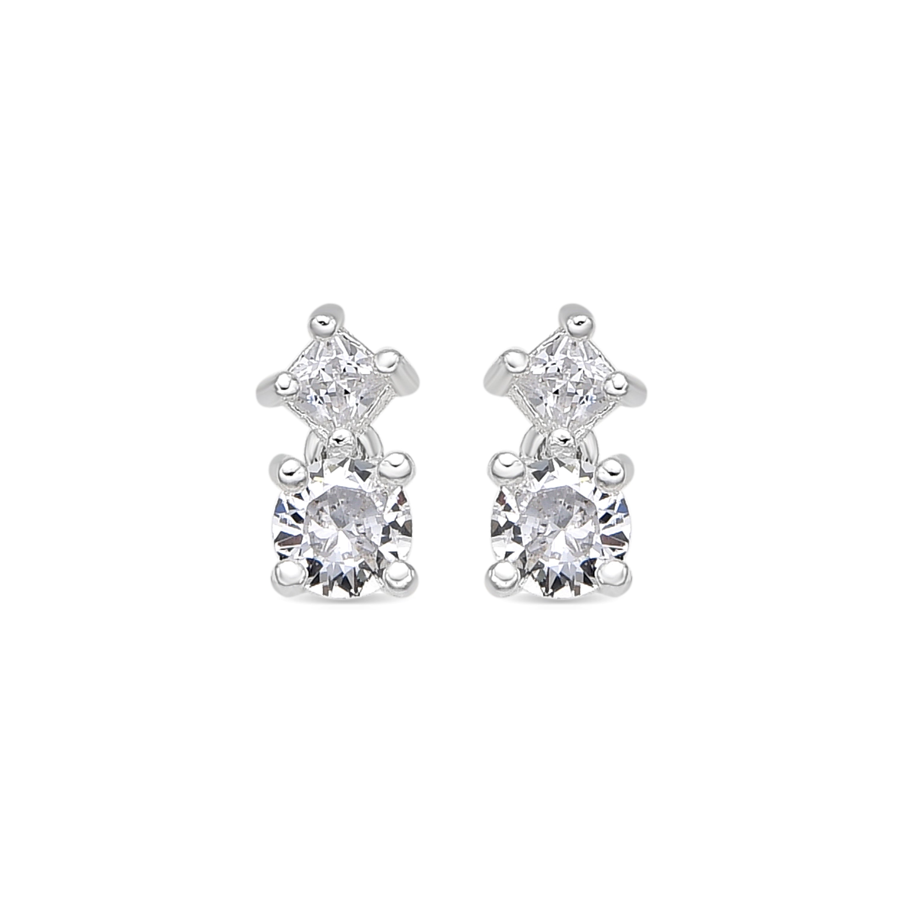 Boucles d'oreilles avec zircon brillant finition argent - Viaber