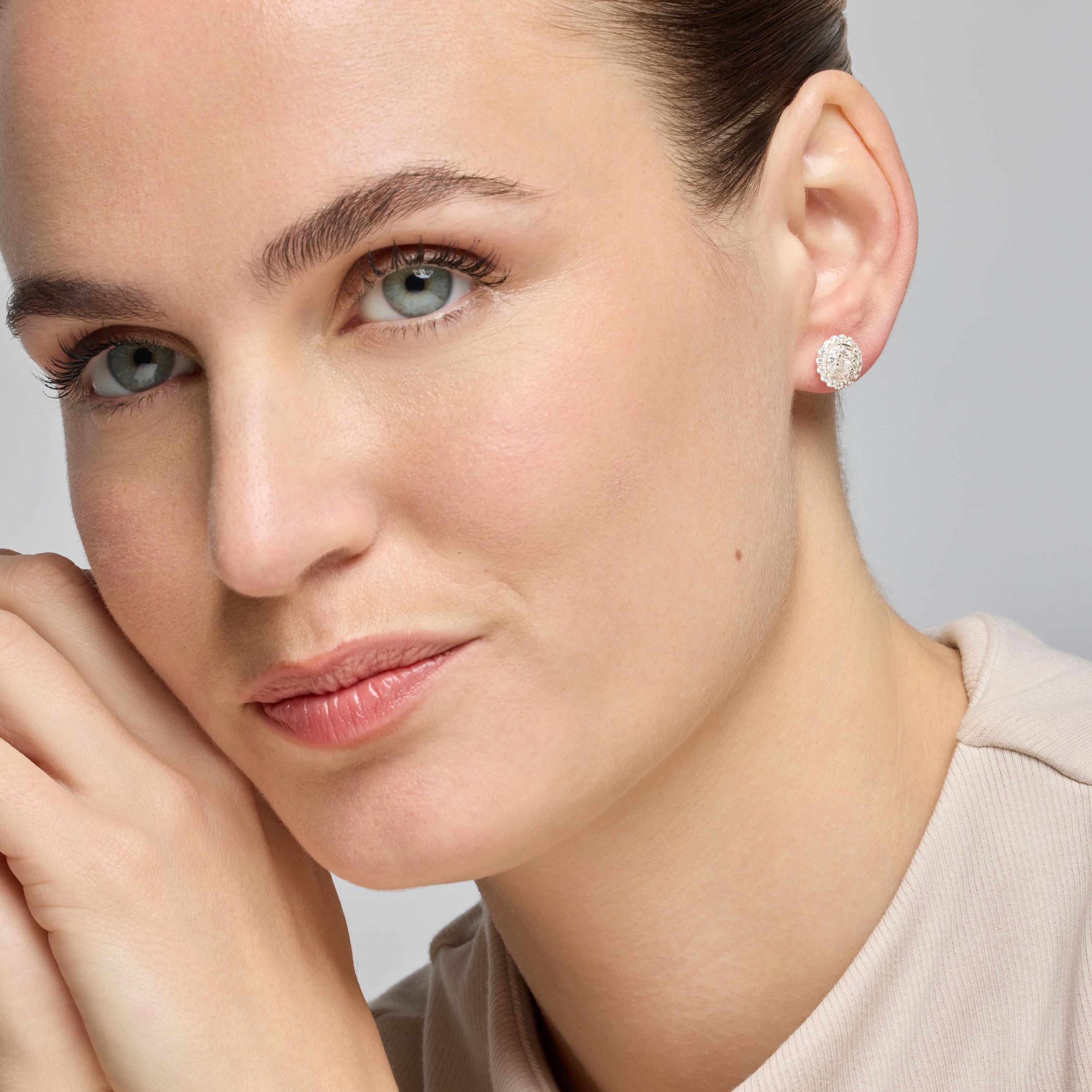 Earrings with Brilliant Zirconia silver finish - Parlath