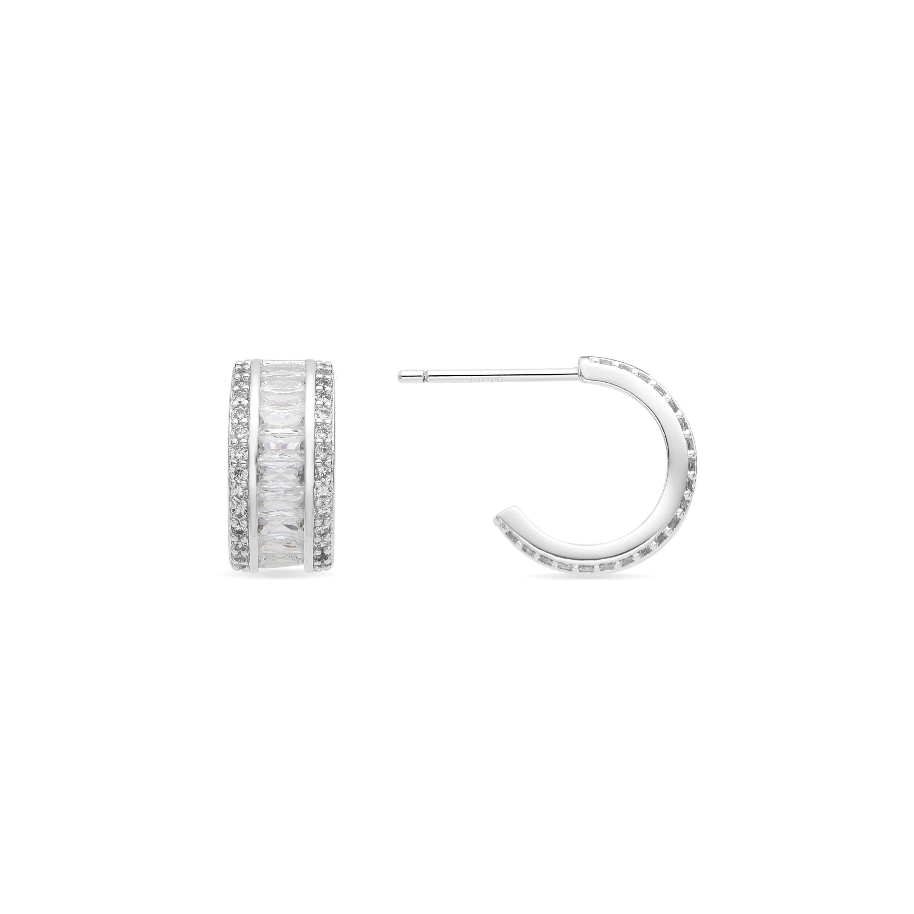 Ohrringe mit glänzendem Zirkon in Silber-Optik - Squil