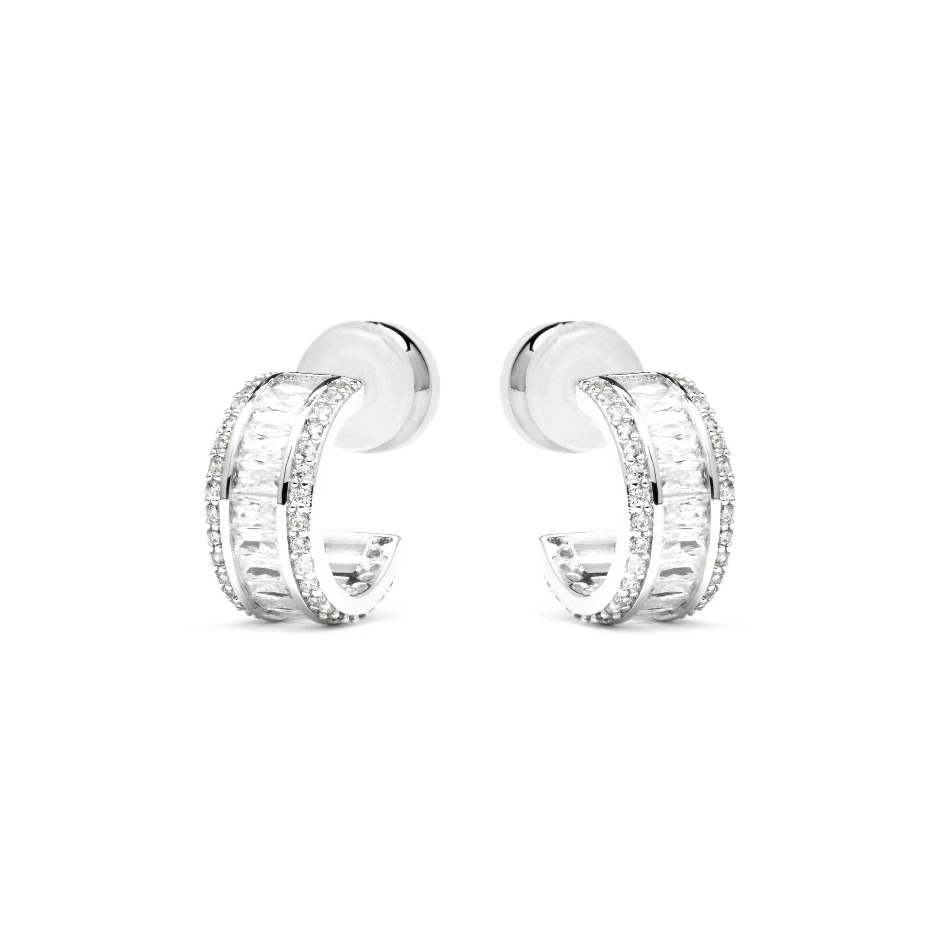 Ohrringe mit glänzendem Zirkon in Silber-Optik - Squil