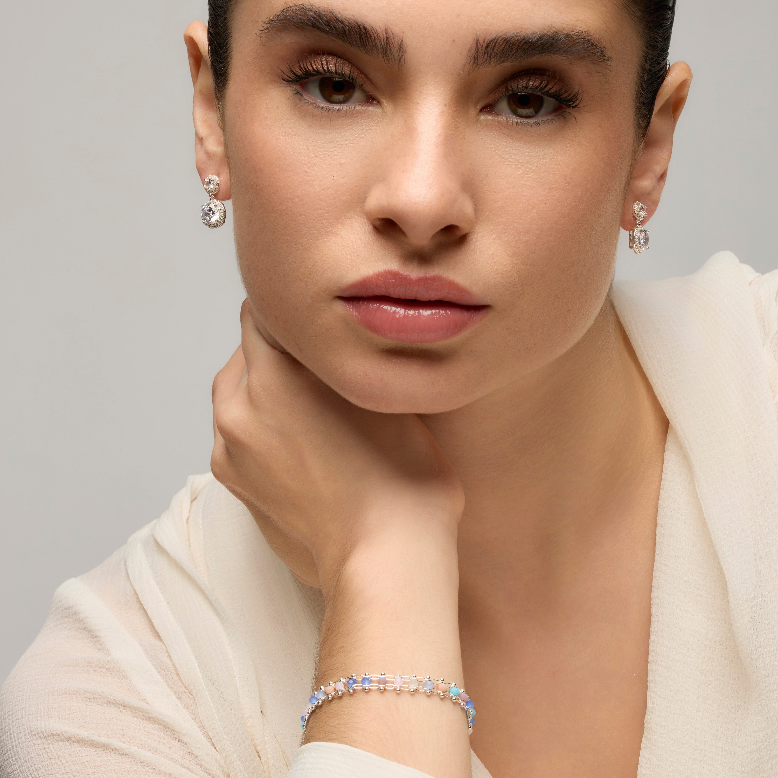 Pendientes con Circonita Brillante acabado plata - Anvoyra