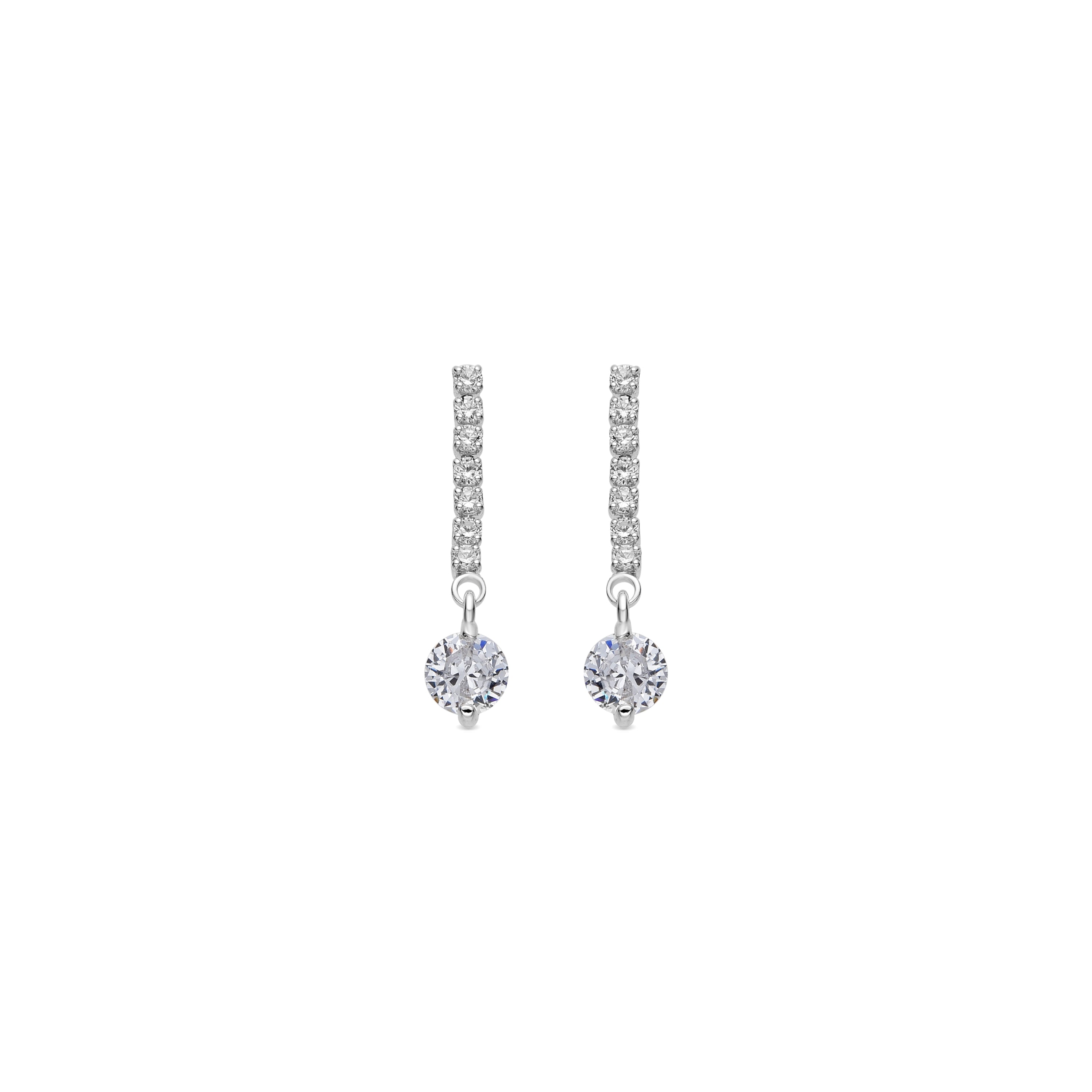 Ohrringe mit glänzenden Zirkonia, Silber-Finish - Yasu