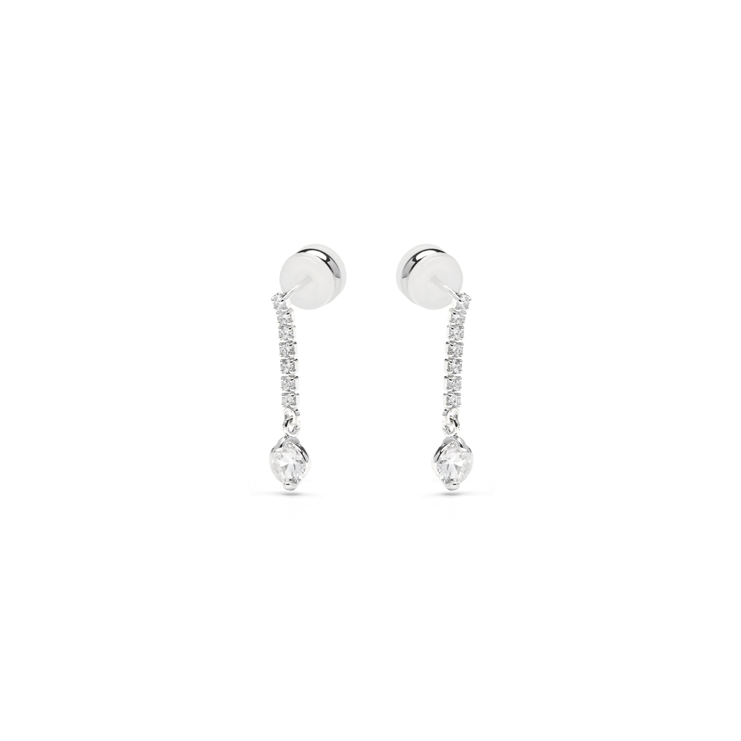 Pendientes con Circonita Brillante acabado plata - Yasu