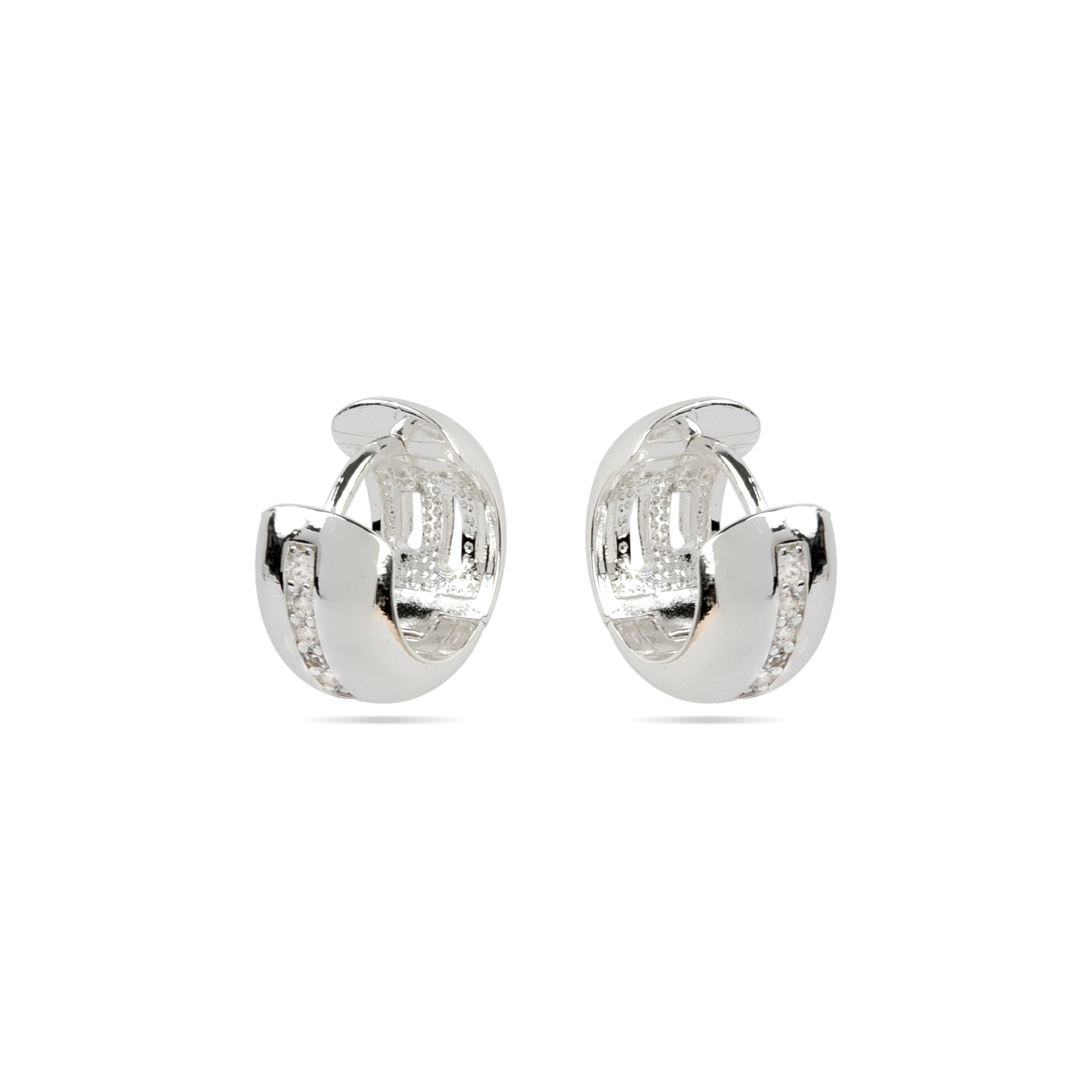 Earrings with Brilliant Zirconia silver finish - Shapa
