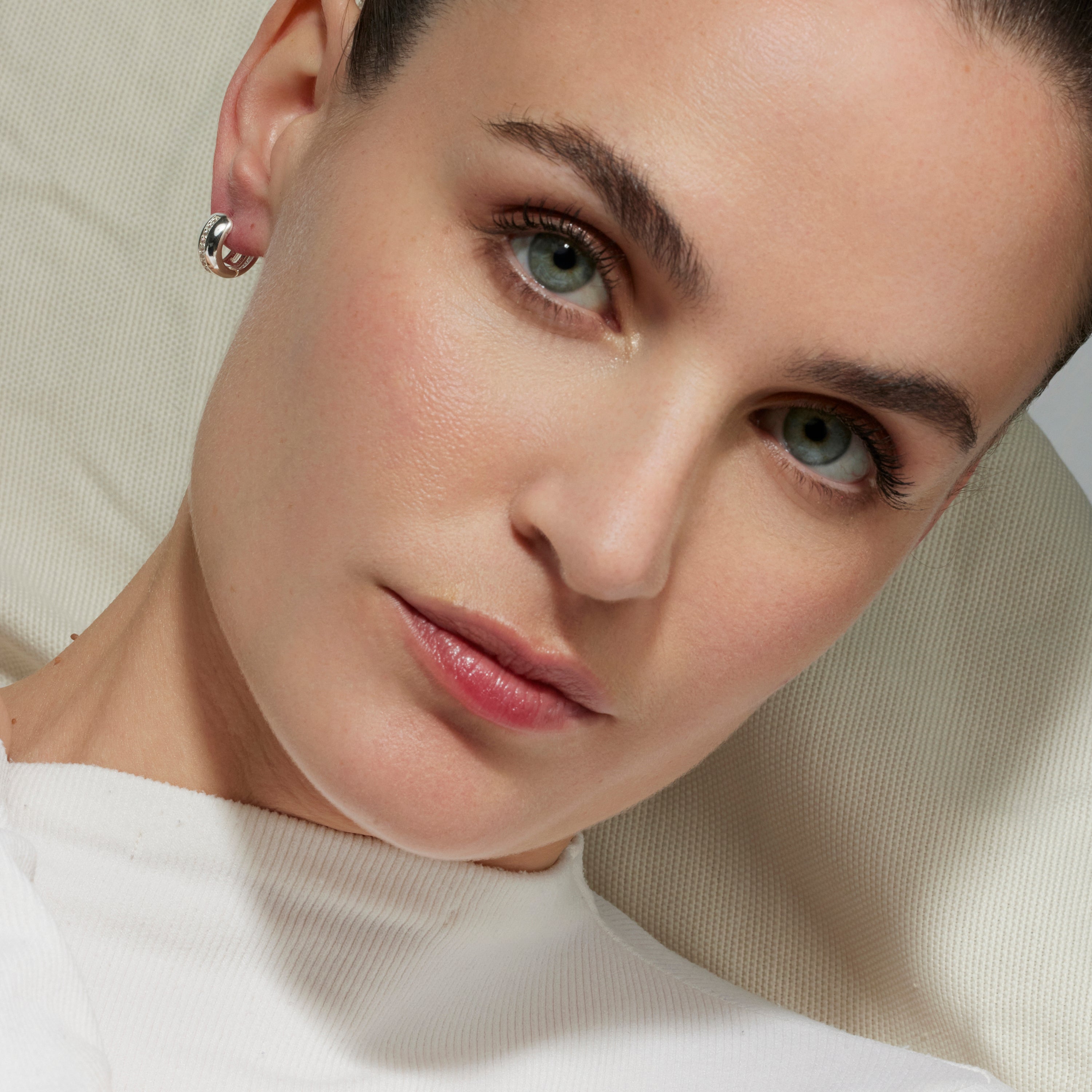 Earrings with Brilliant Zirconia silver finish - Shapa