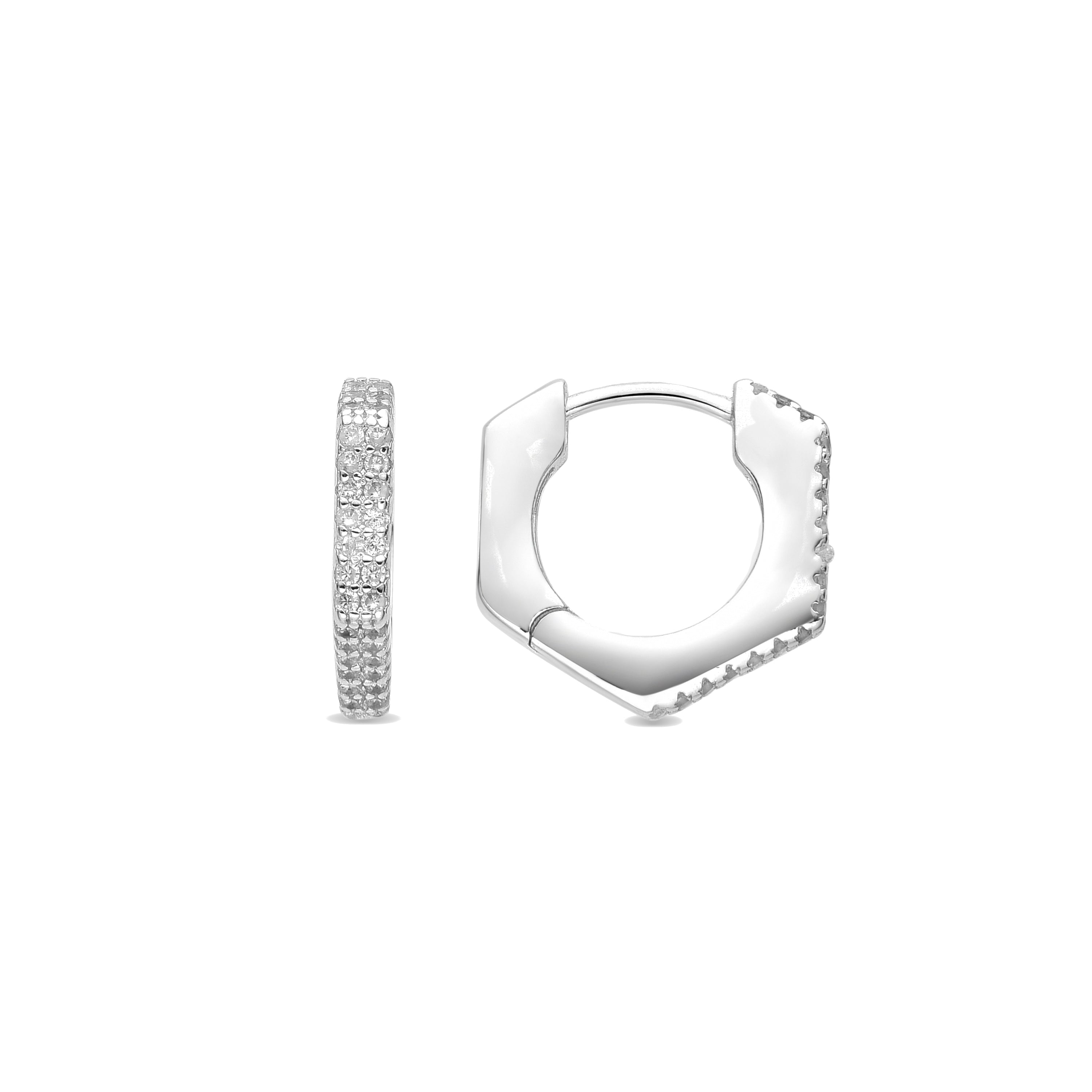 Ohrringe mit glänzendem Zirkon in Silber-Optik - Xasmo