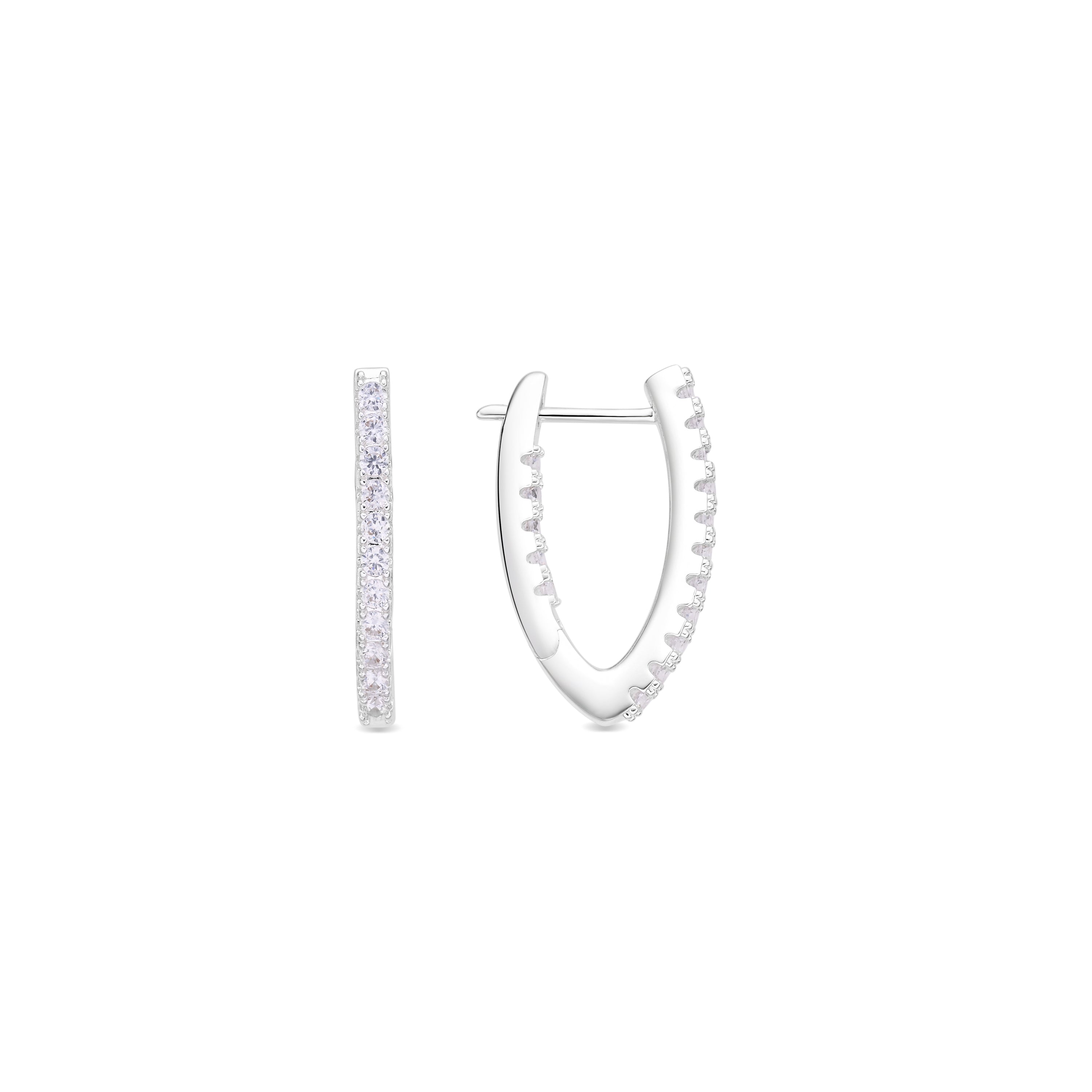 Boucles d'oreilles en zircon brillant finition rhodium - Emin