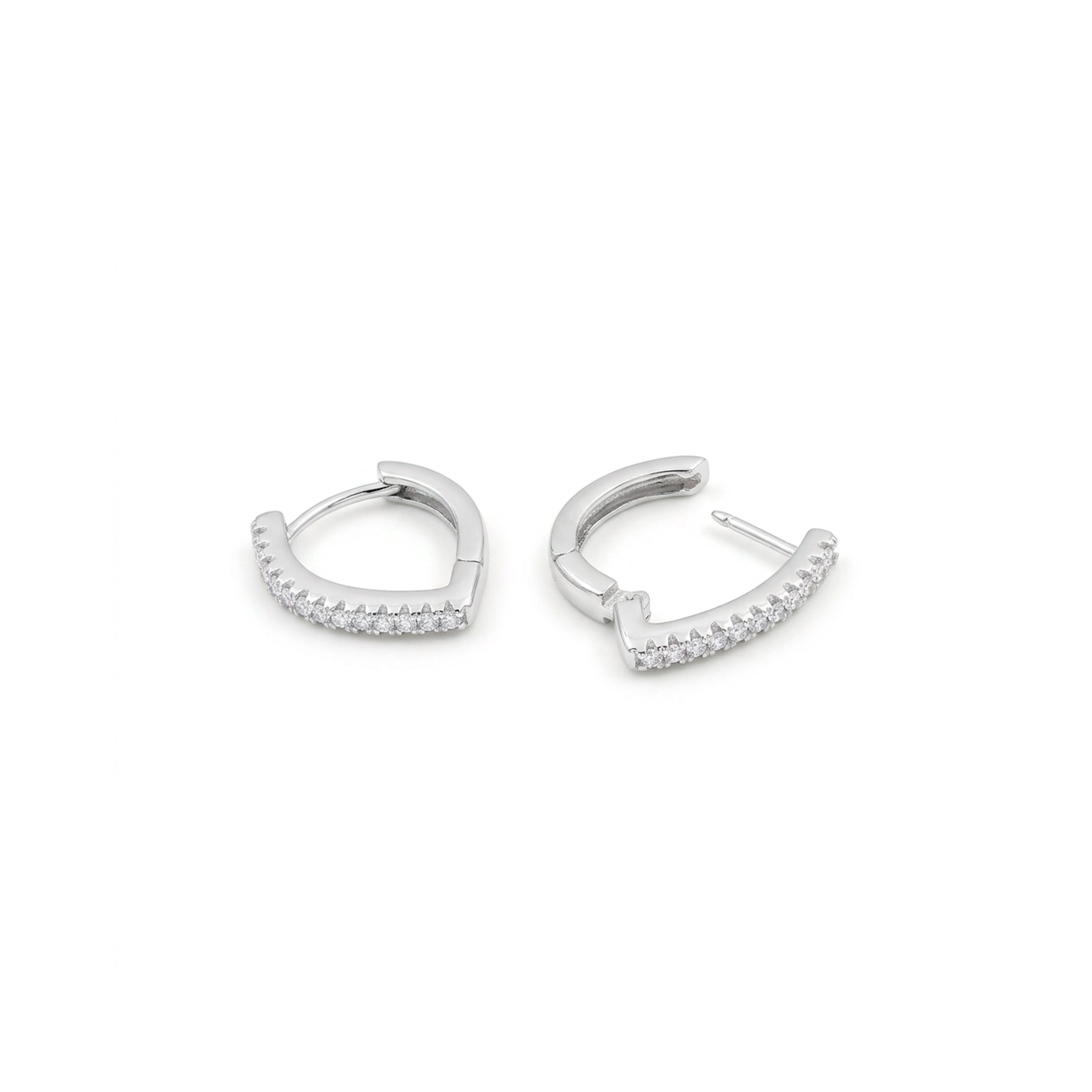 Boucles d'oreilles en zircon brillant finition rhodium - Emin