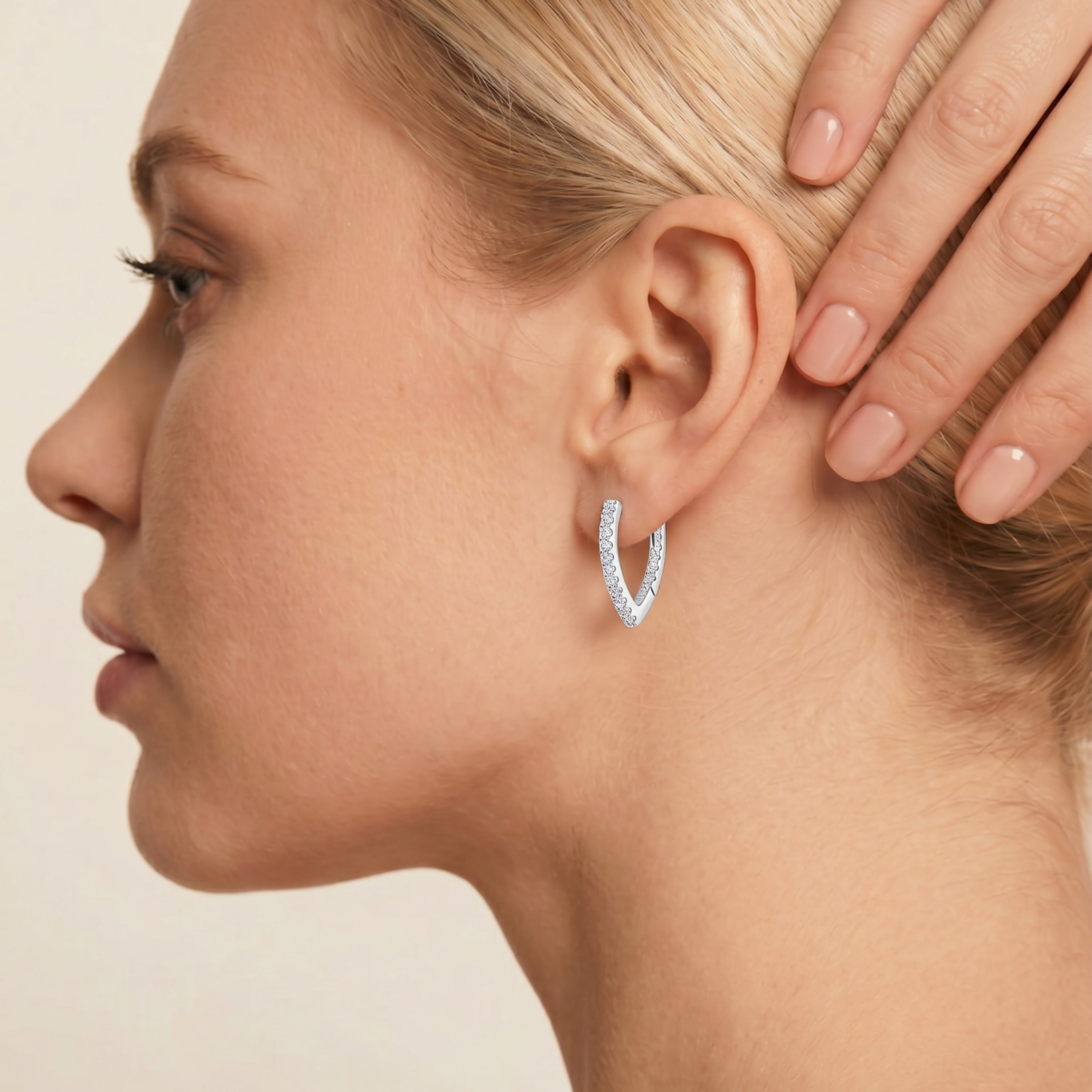 Boucles d'oreilles en zircon brillant finition rhodium - Emin
