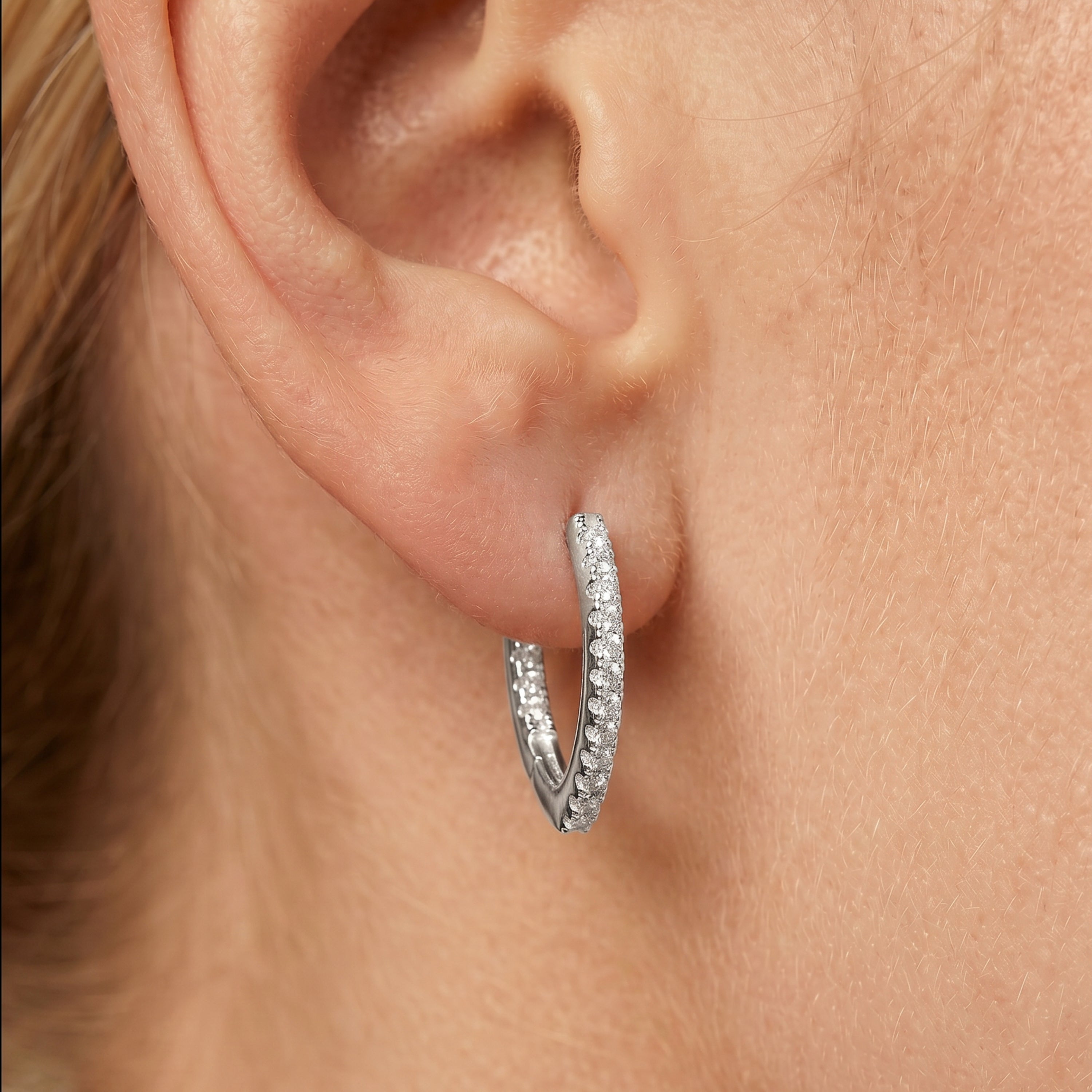 Boucles d'oreilles en zircon brillant finition rhodium - Emin