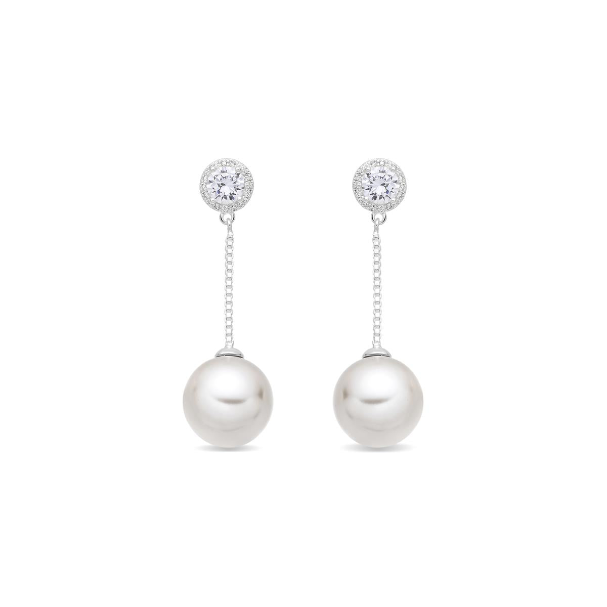 Orecchini con Perla Bianca Finitura in Argento - Calgio