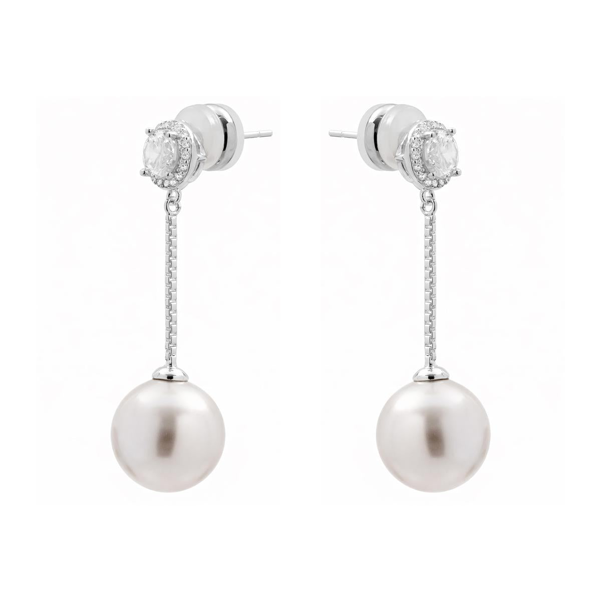 Orecchini con Perla Bianca Finitura in Argento - Calgio