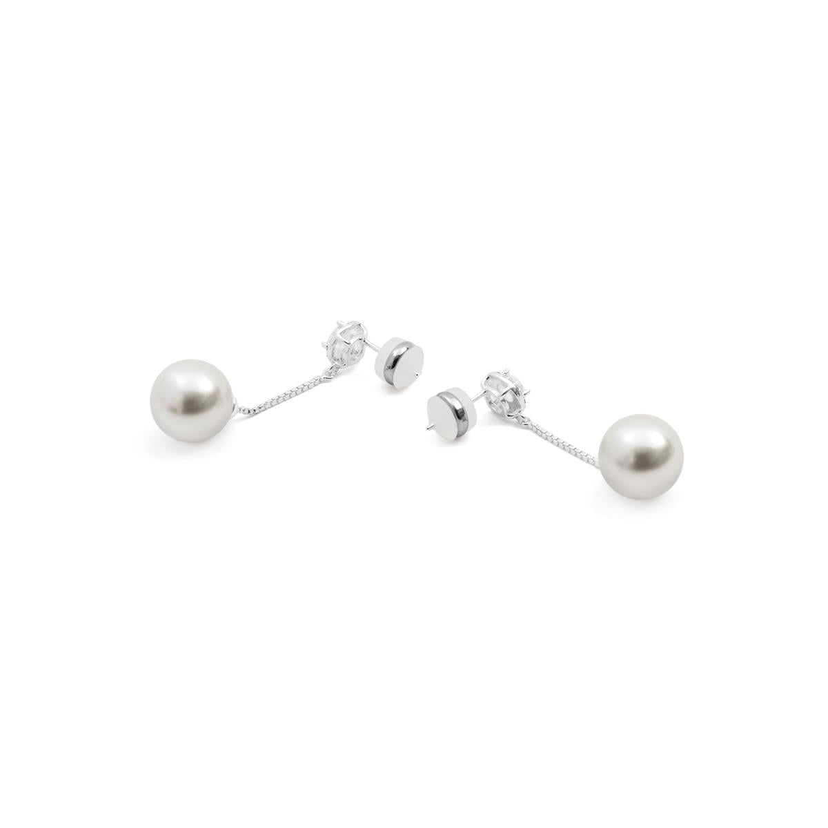 Orecchini con Perla Bianca Finitura in Argento - Calgio