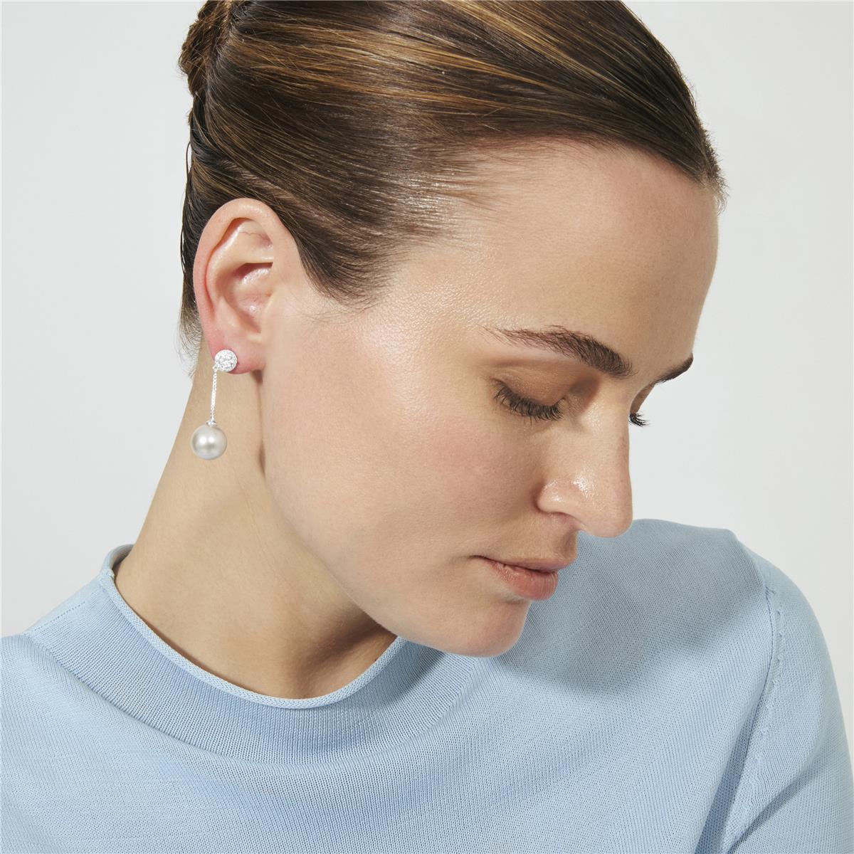 Orecchini con Perla Bianca Finitura in Argento - Calgio