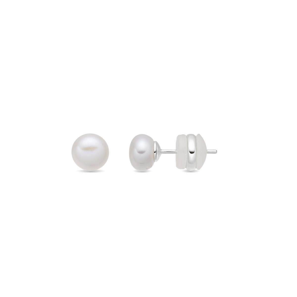 White Pearl Earrings with Silver Finish - Yairak