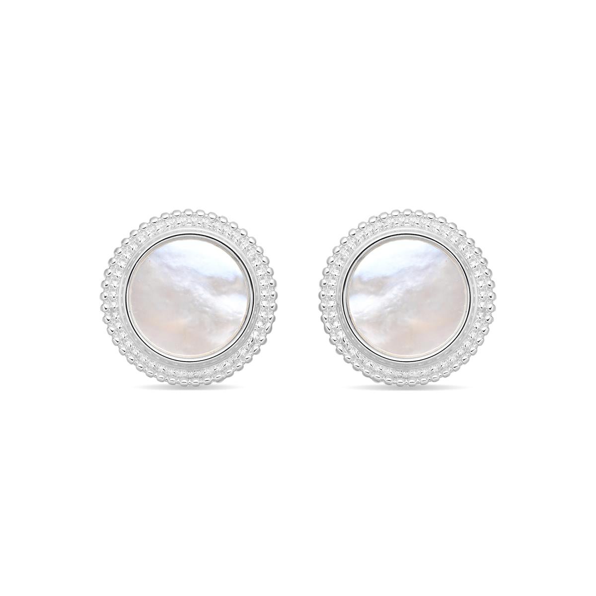 Boucles d'oreilles en nacre blanche finition argent - Utia