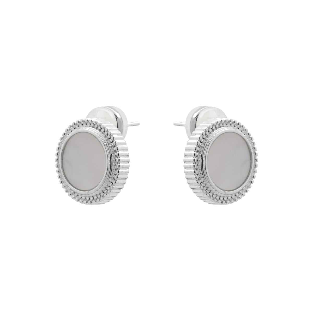 Boucles d'oreilles en nacre blanche finition argent - Utia