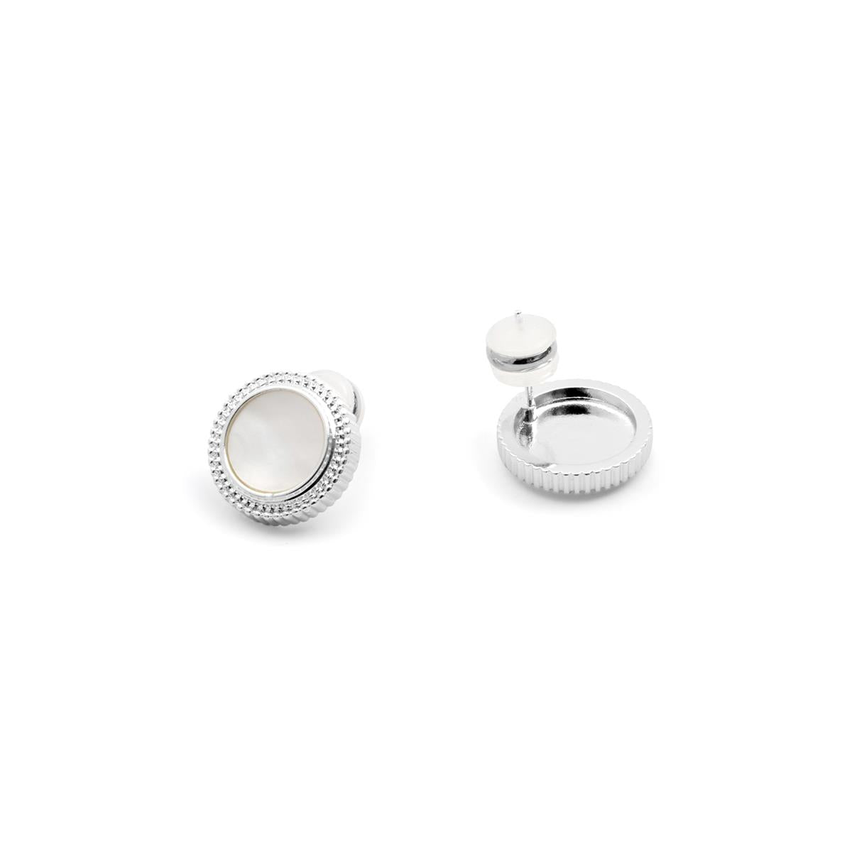 Boucles d'oreilles en nacre blanche finition argent - Utia