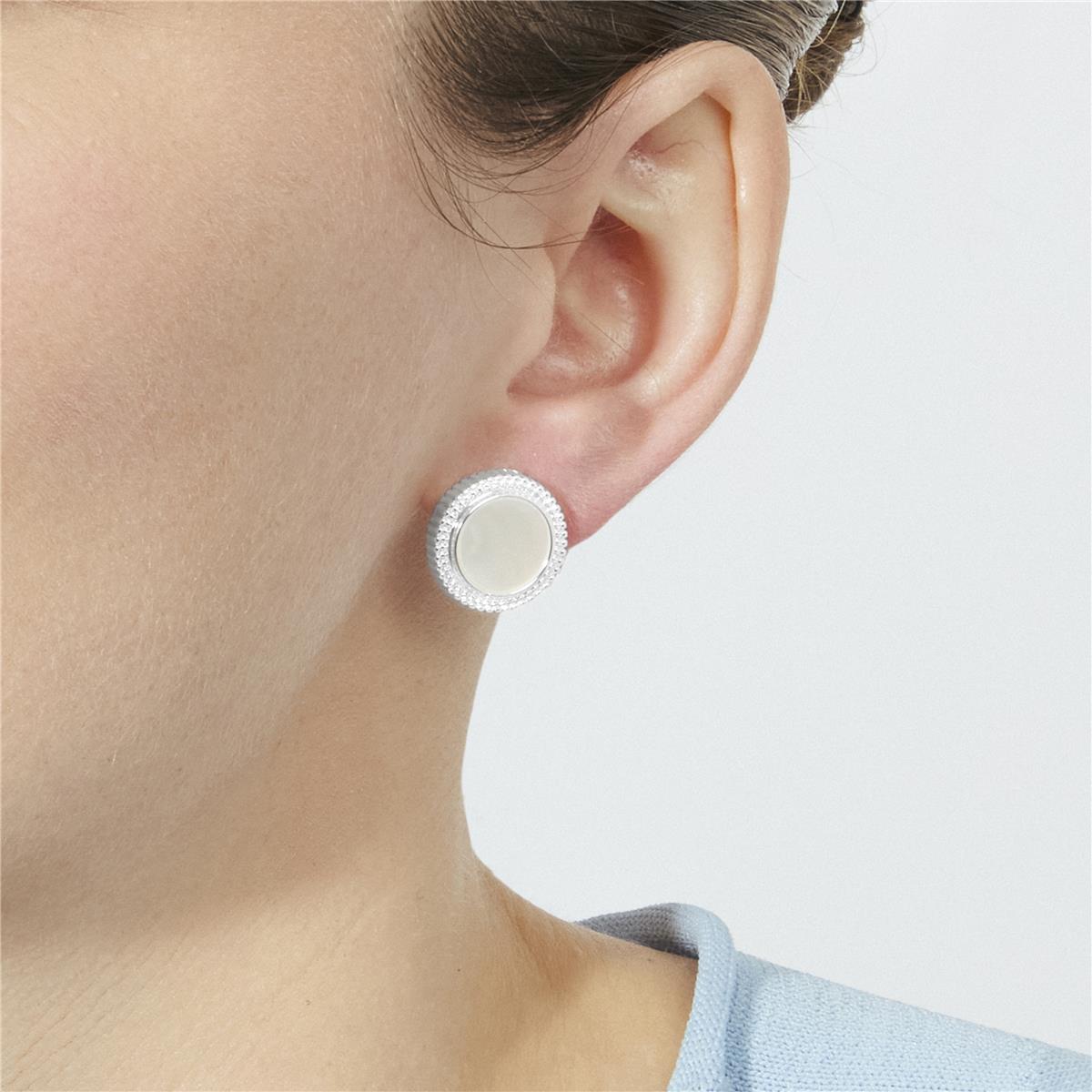 Boucles d'oreilles en nacre blanche finition argent - Utia