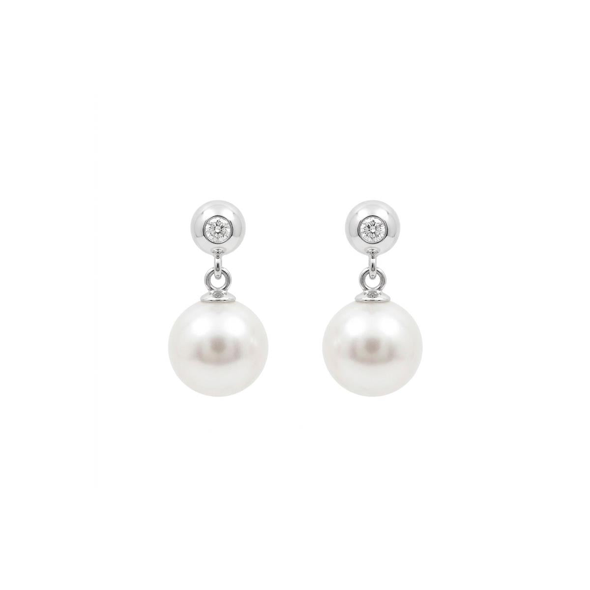 Pendientes de Perla Blanca Acabado En Plata - Raver