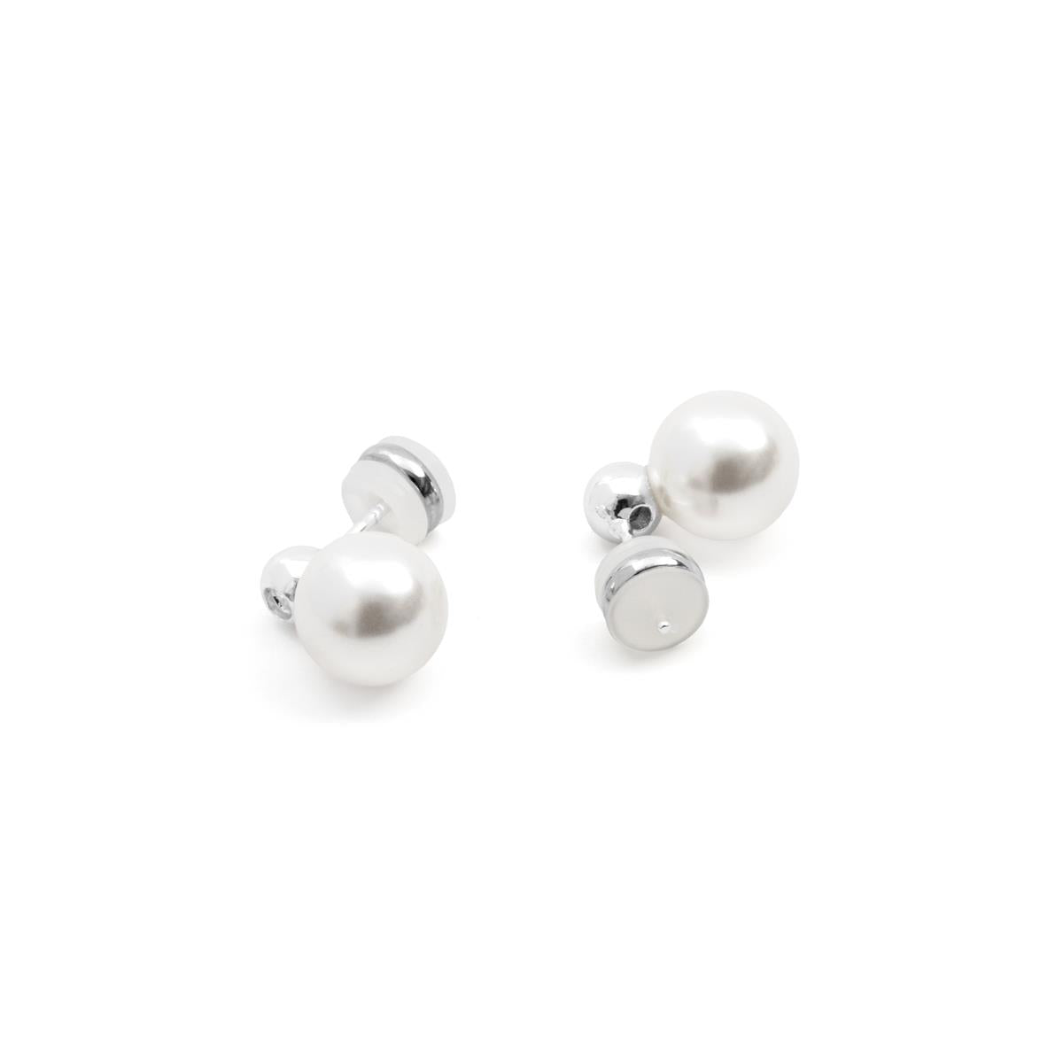 Pendientes de Perla Blanca Acabado En Plata - Raver