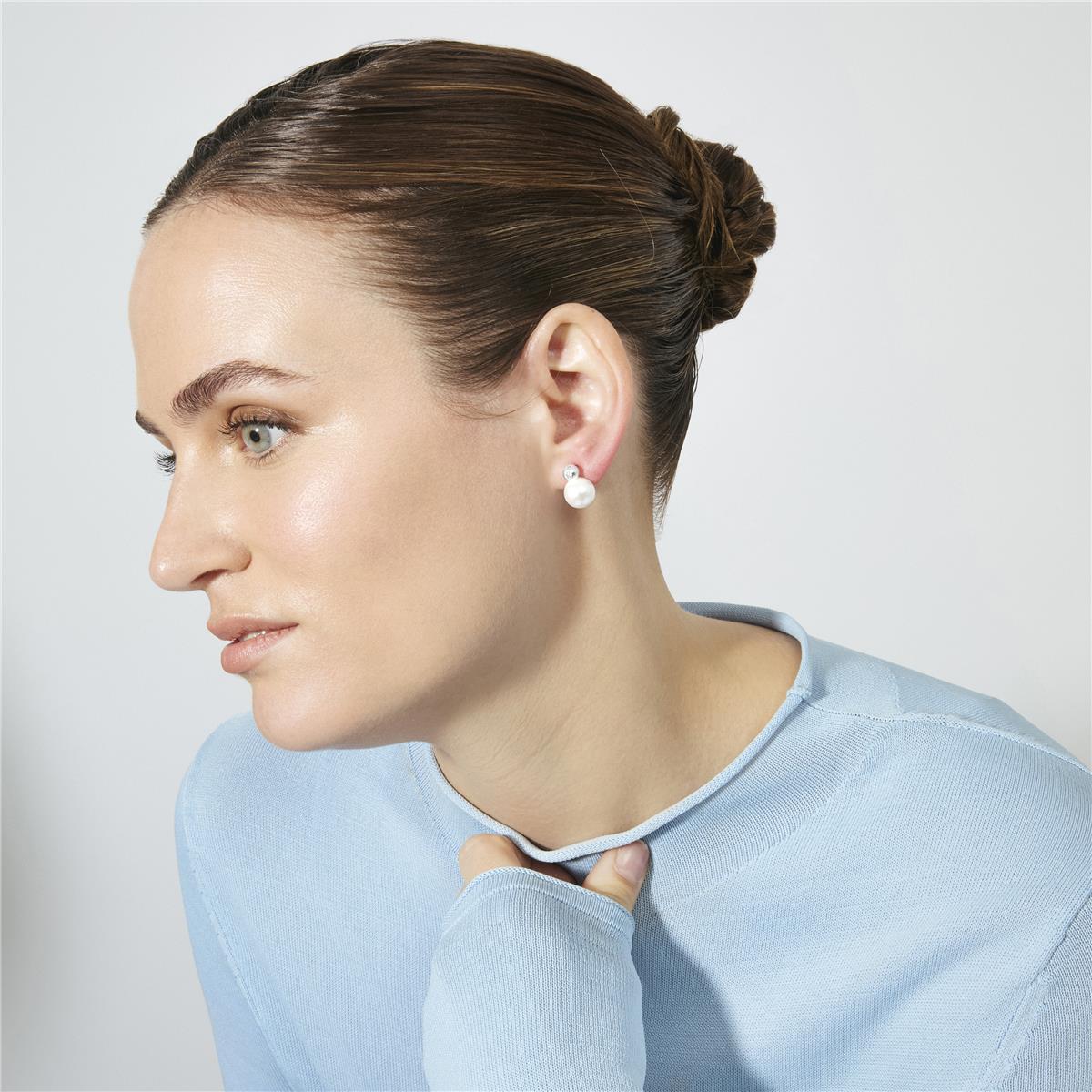 Pendientes de Perla Blanca Acabado En Plata - Raver